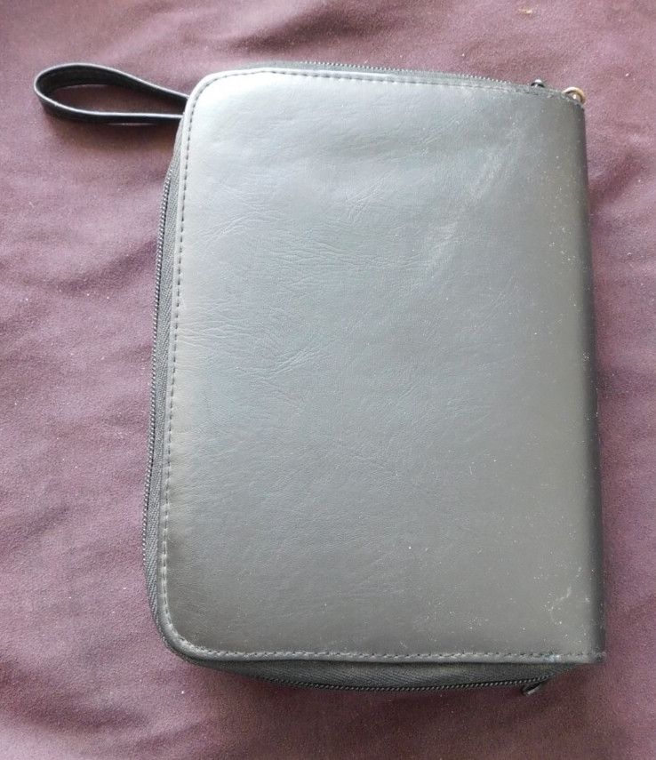 Philippe Amiel Planner Organizer Calendar Black Calculator Card Holder Zipper