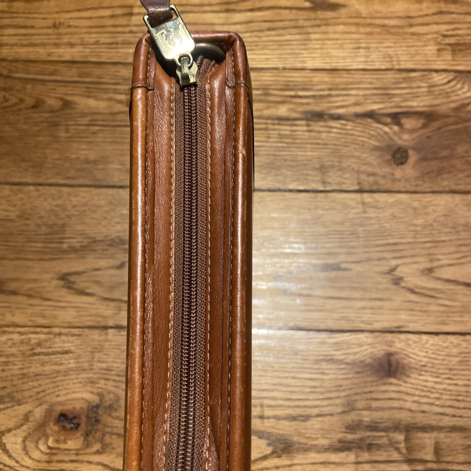 Vintage Franklin Quest Full Grain Aniline Leather Zip Planner Organizer Binder