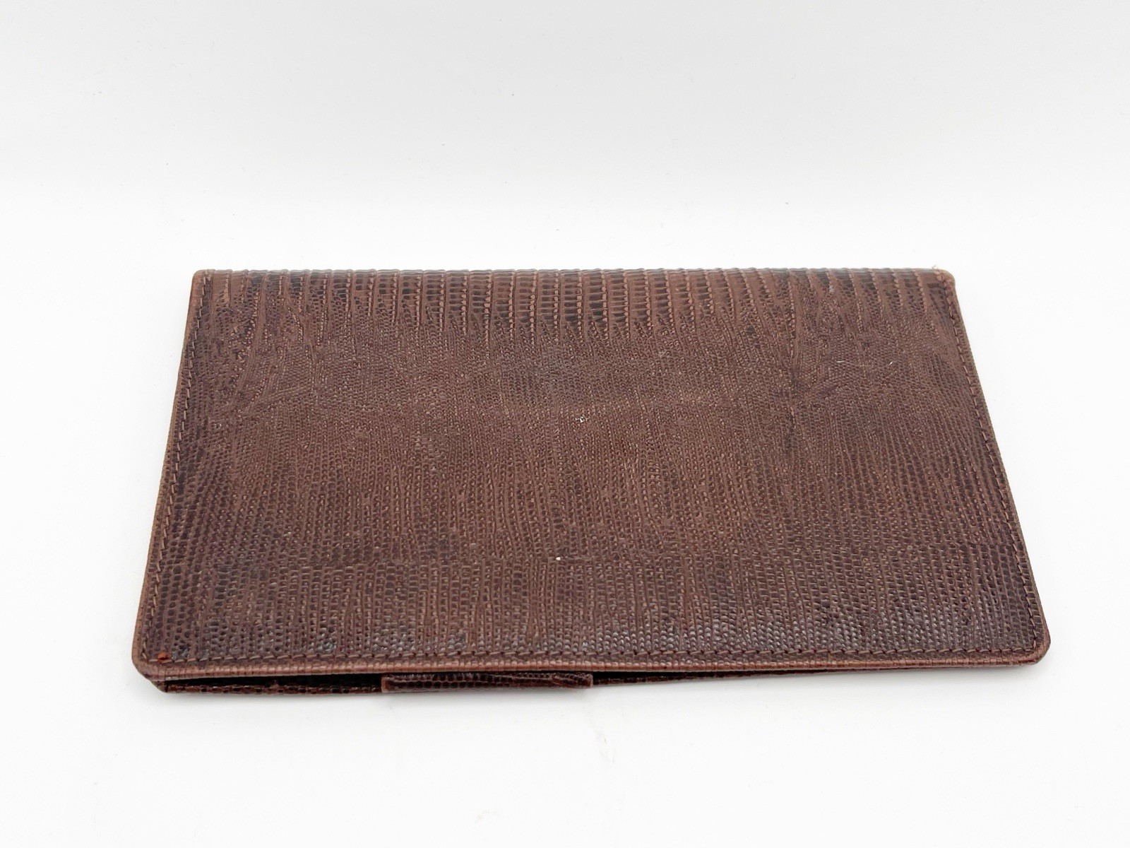 Vintage Day-Timer Senior Size Wallet Organizer Pig Skin Lizard Texture Brown MJD