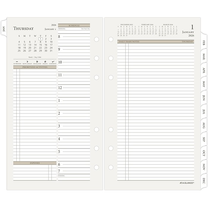 2026 AT-A-GLANCE 3.75″ x 6.75″ My Day Refill Pages, (471-225)