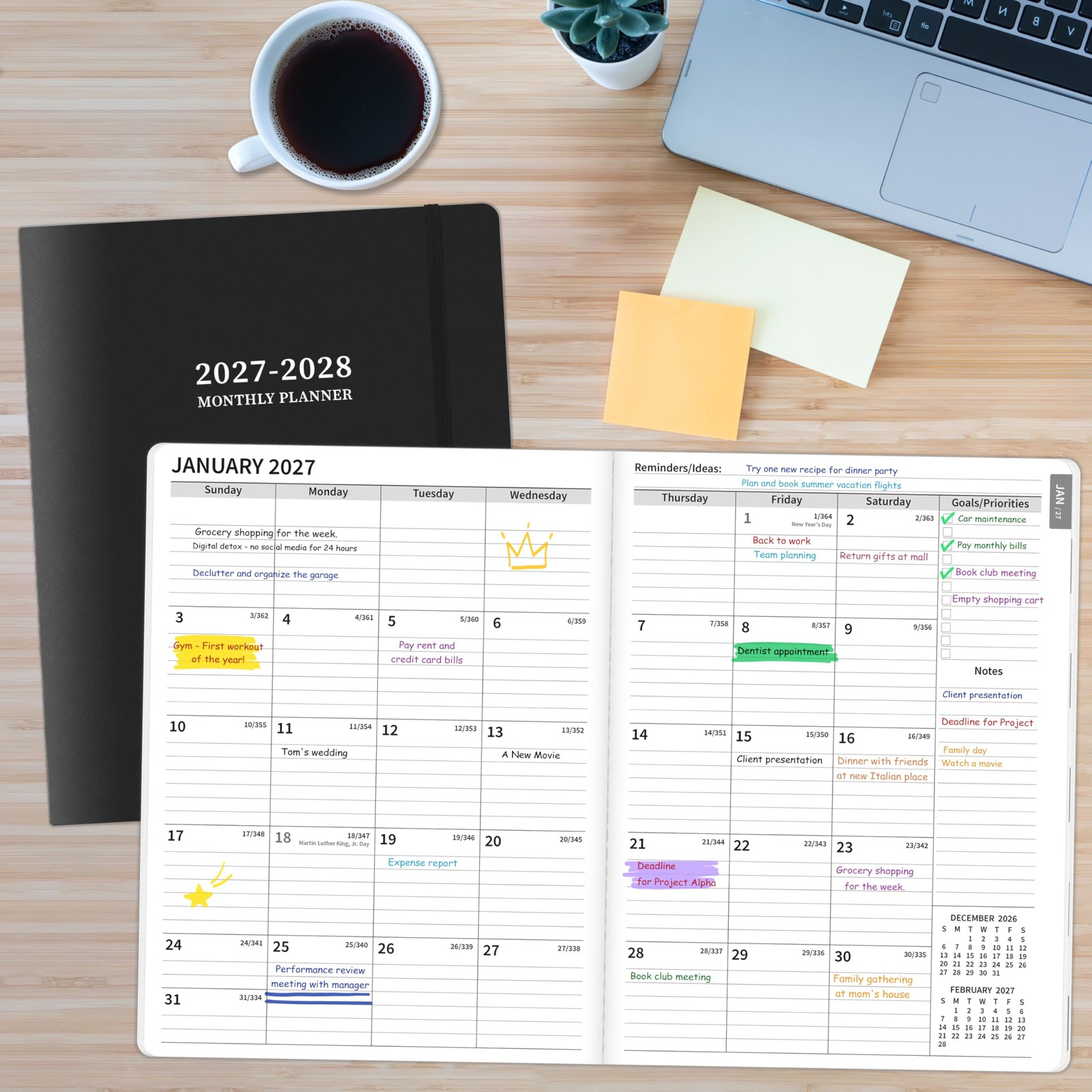 2027-2028 Monthly Planner, 2 Year Calendar Jan 2027 – Dec 2028,…