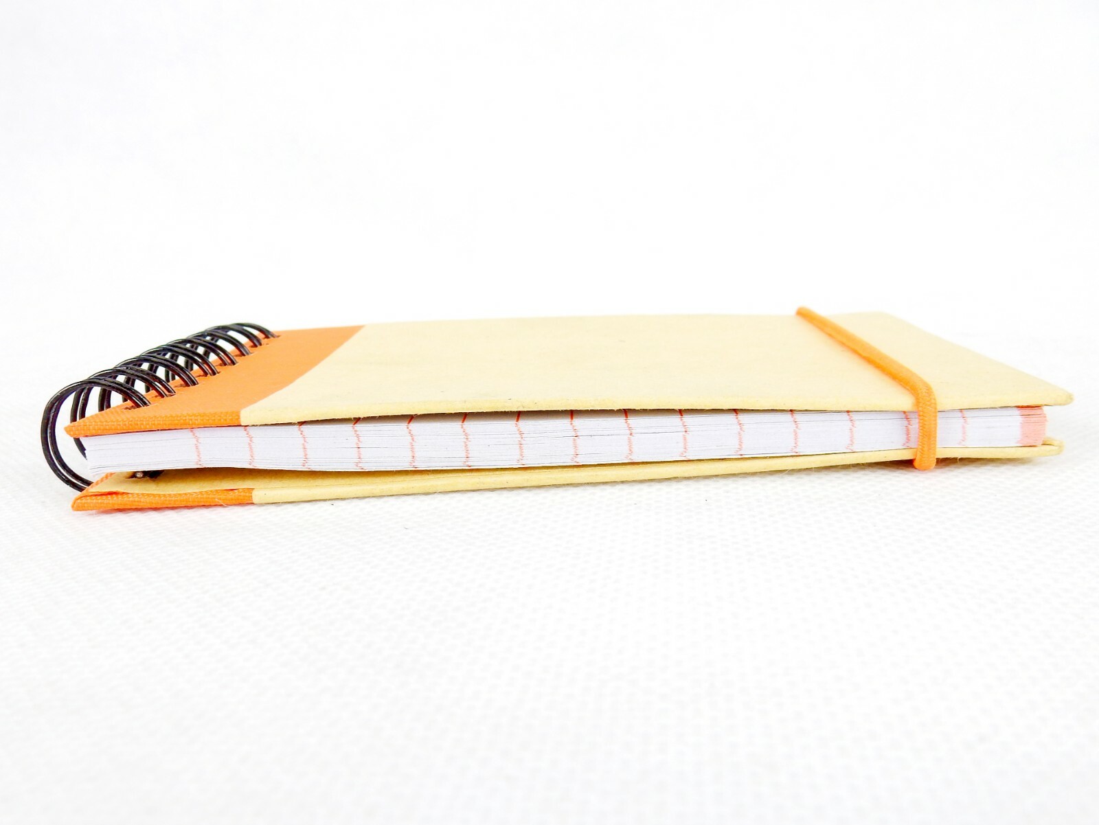 Mini Pocket Jotter Notebook & Pen, Orange, Spiral Bound, Elastic Closure, #MP778