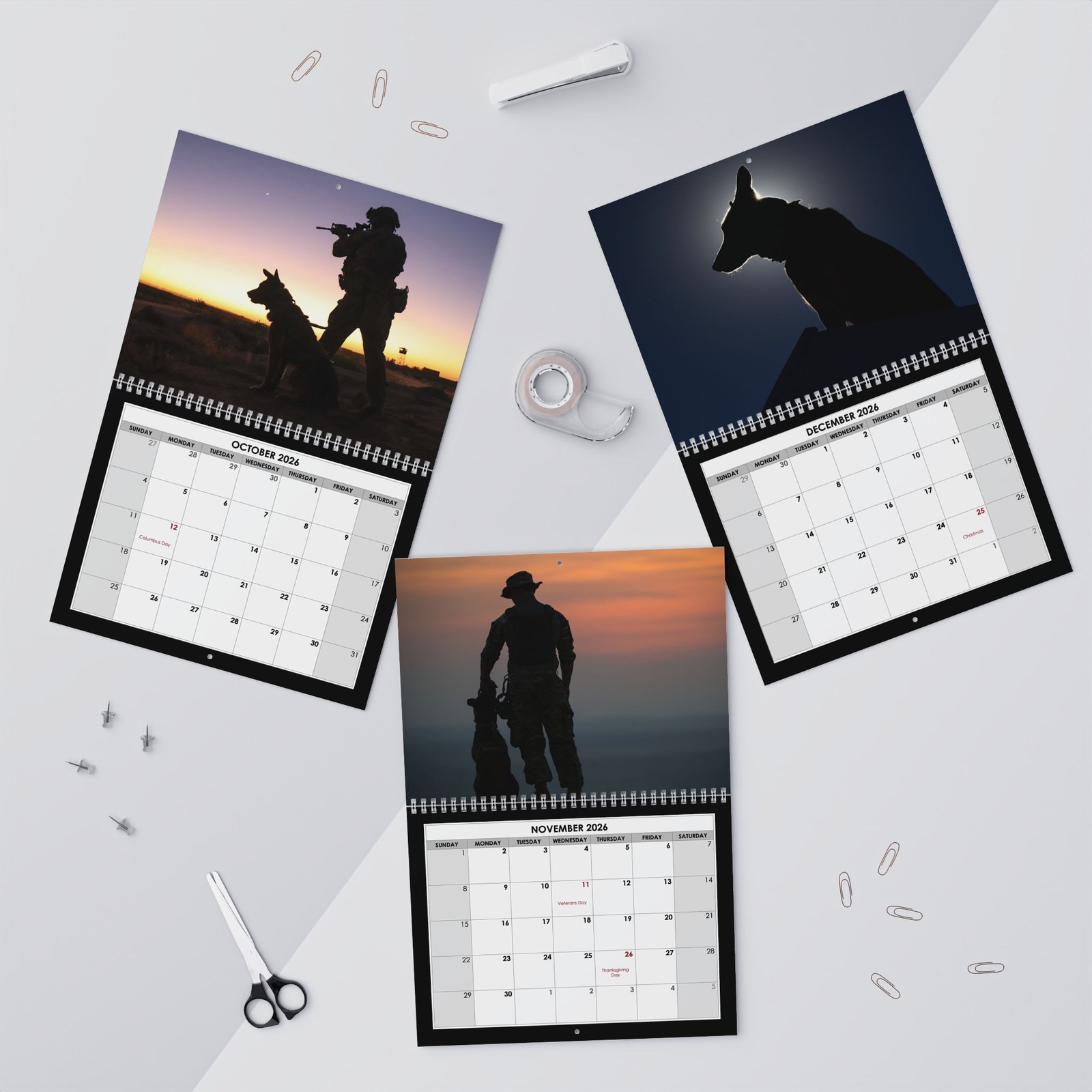Military Dogs Wall Calendar 2026, Dog Lover Gift, K9 Calendar