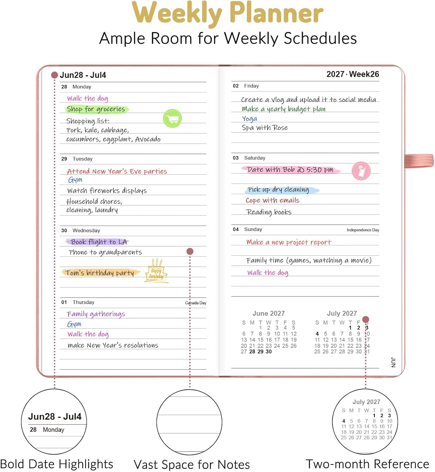 Pocket Planner 2026-2027, Weekly Monthly Planners for Purse, 3.5″ x 6″, July 202