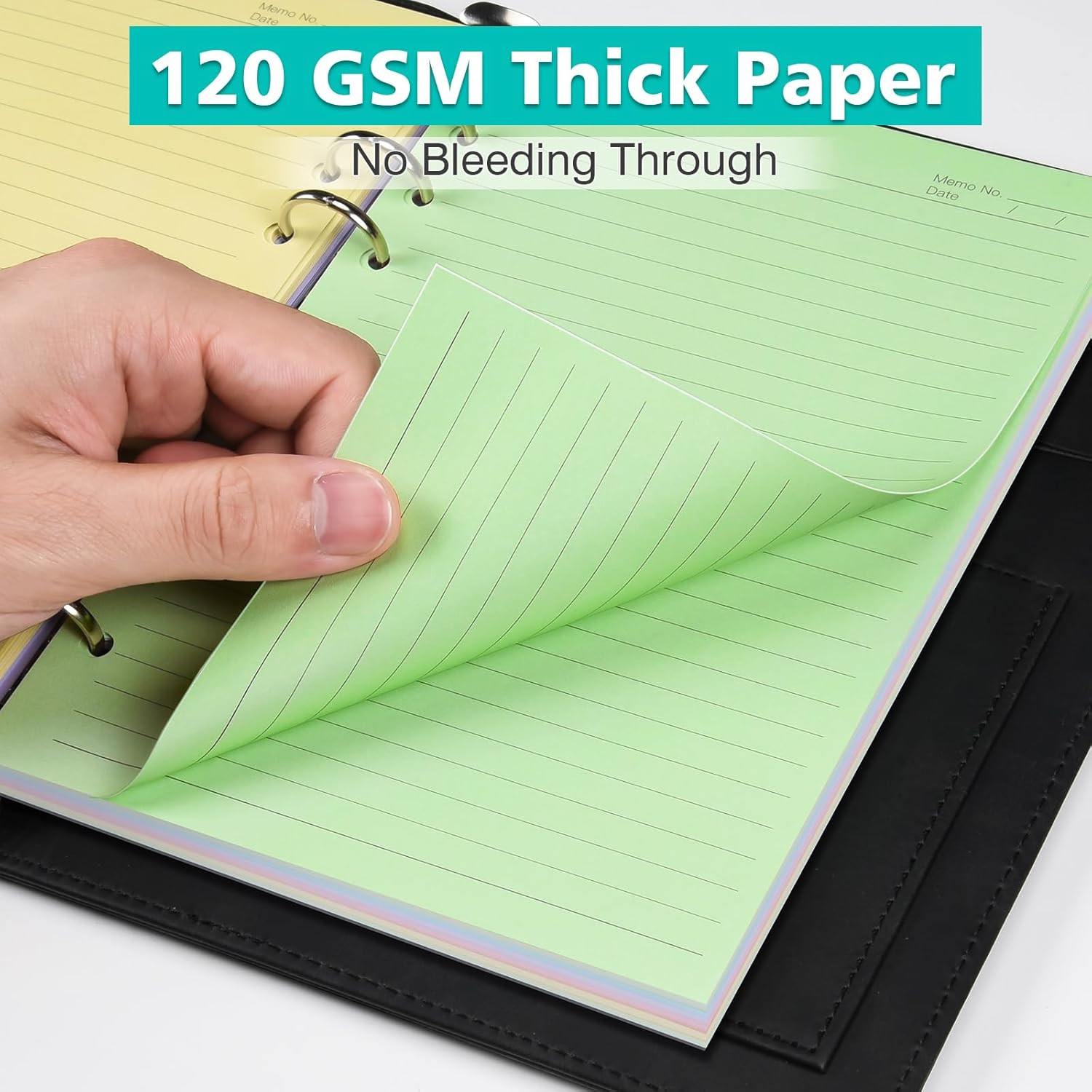 A5 Colorful Lined Refill Paper, 120Gsm Loose Leaf Paper 6 Hole, Notebook Refills