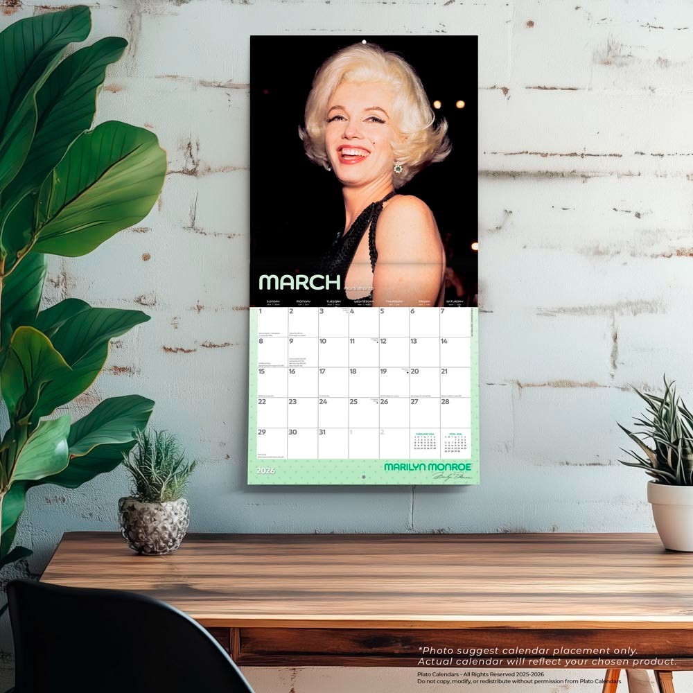 Marilyn Monroe OFFICIAL | 2026 12×24″ (Hanging) Monthly Square Wall Calendar