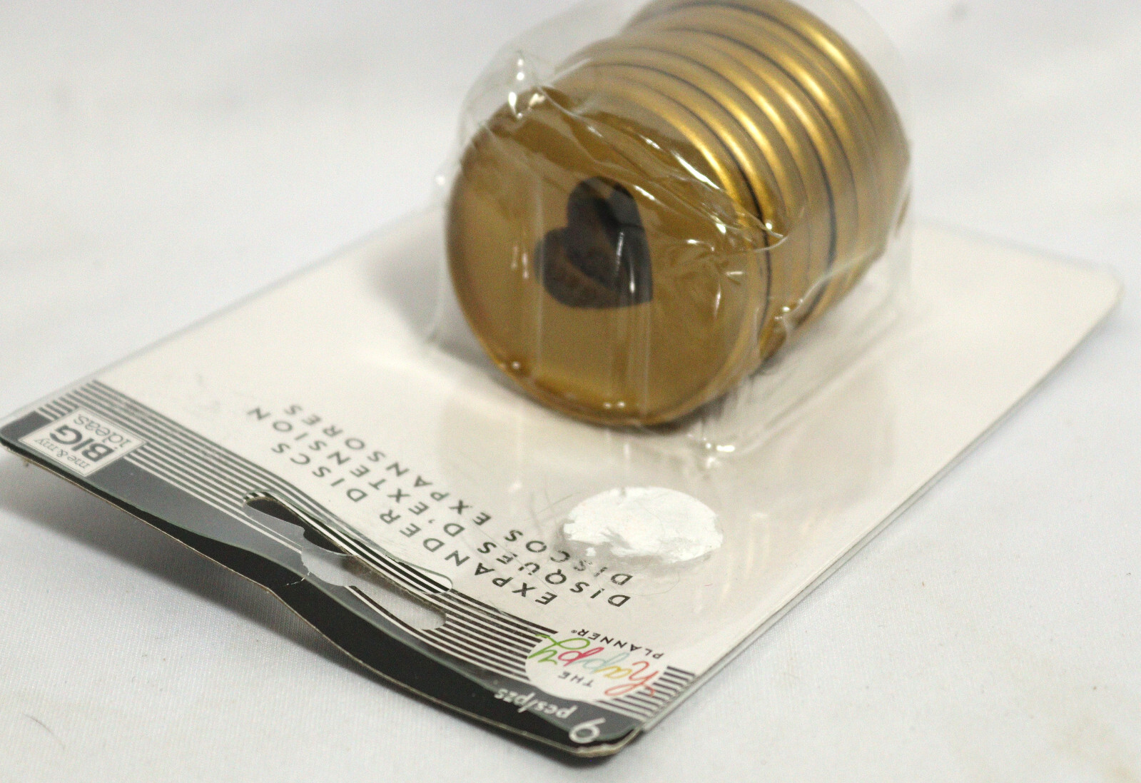 Happy Planner 9 Pcs Gold Classic Expander Plastic Discs Heart Center
