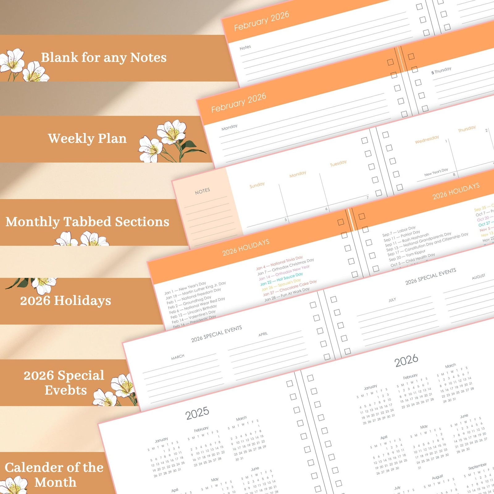 2026 Planner Weekly and Monthly from Dec 2025 to Dec 2026 Hardcover Spiral Bo…