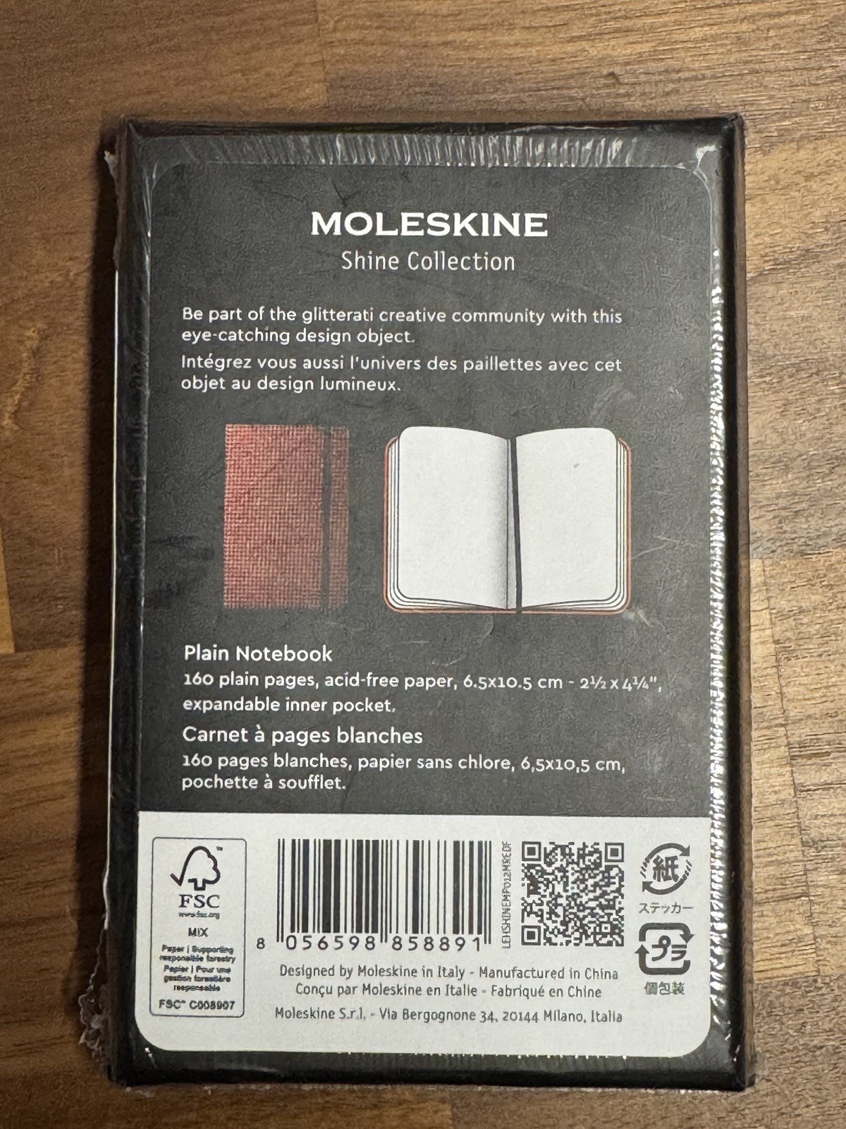 MOLESKINE Shine Notebook XS, plain, NEW/SEALED in gift box, Metallic Red