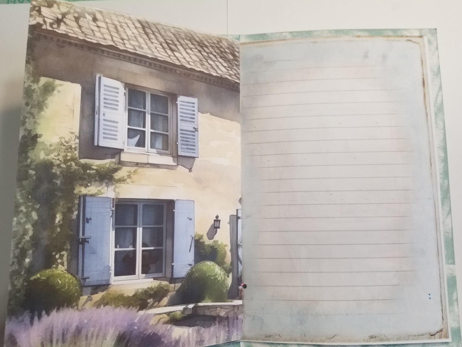 Junk Journal Blank Booklet “ARTIST’S STUDIO” HANDMADE PAINTING LG 8.5″x5.5″ 40pg