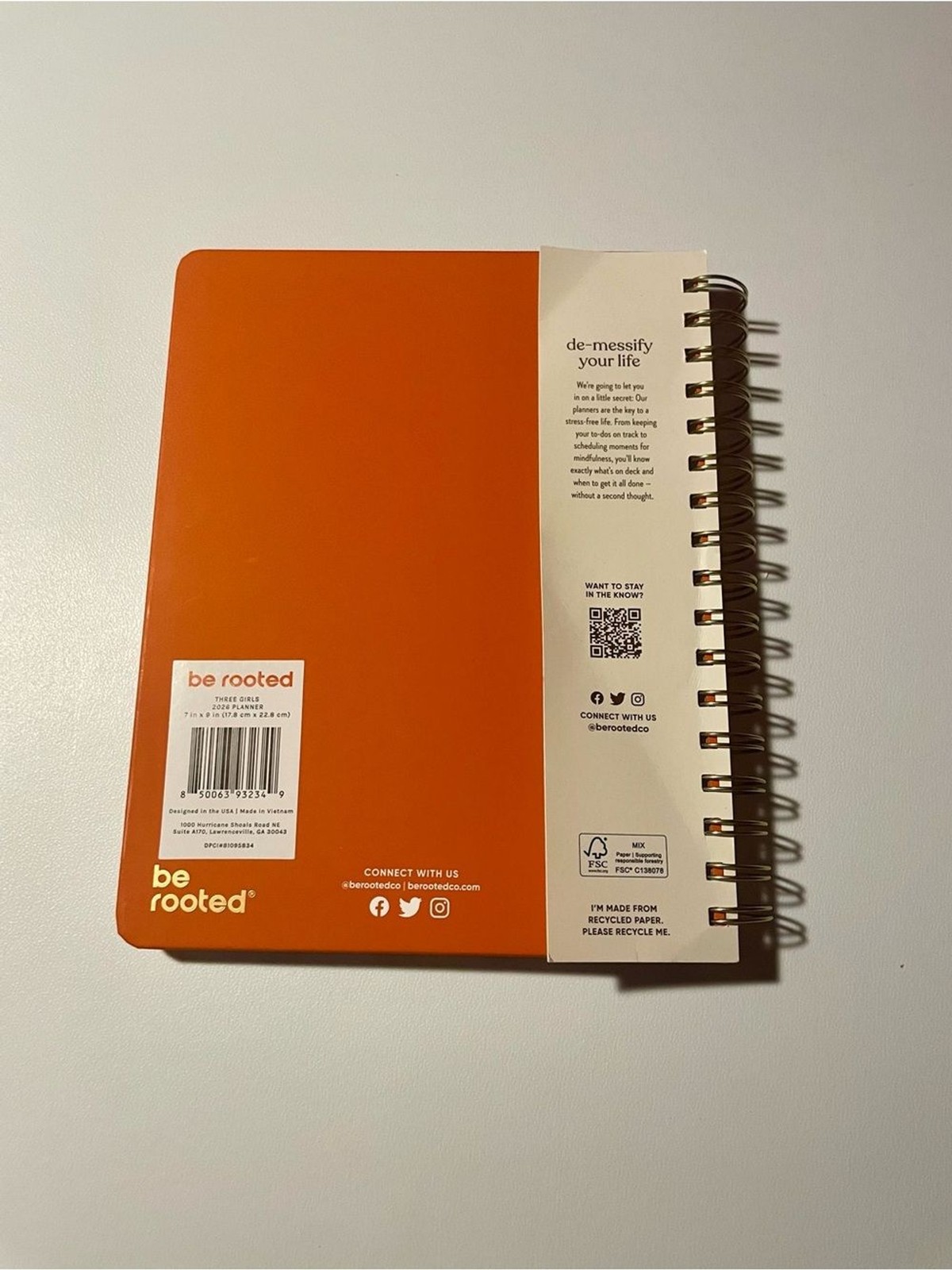 Be Rooted 2026 Illustrated Spiral Planner – Rust & Peach 12 Month Day Plans NWT