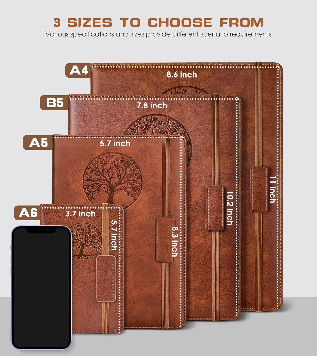 Leather Journal Notebook Vintage 256 Lined Pages 5.7″x8.3″ Hardcover Diary