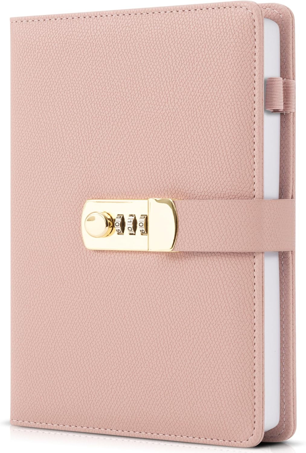 Leather Diary with Lock Refillable Pages Bookmark and Pen Holder