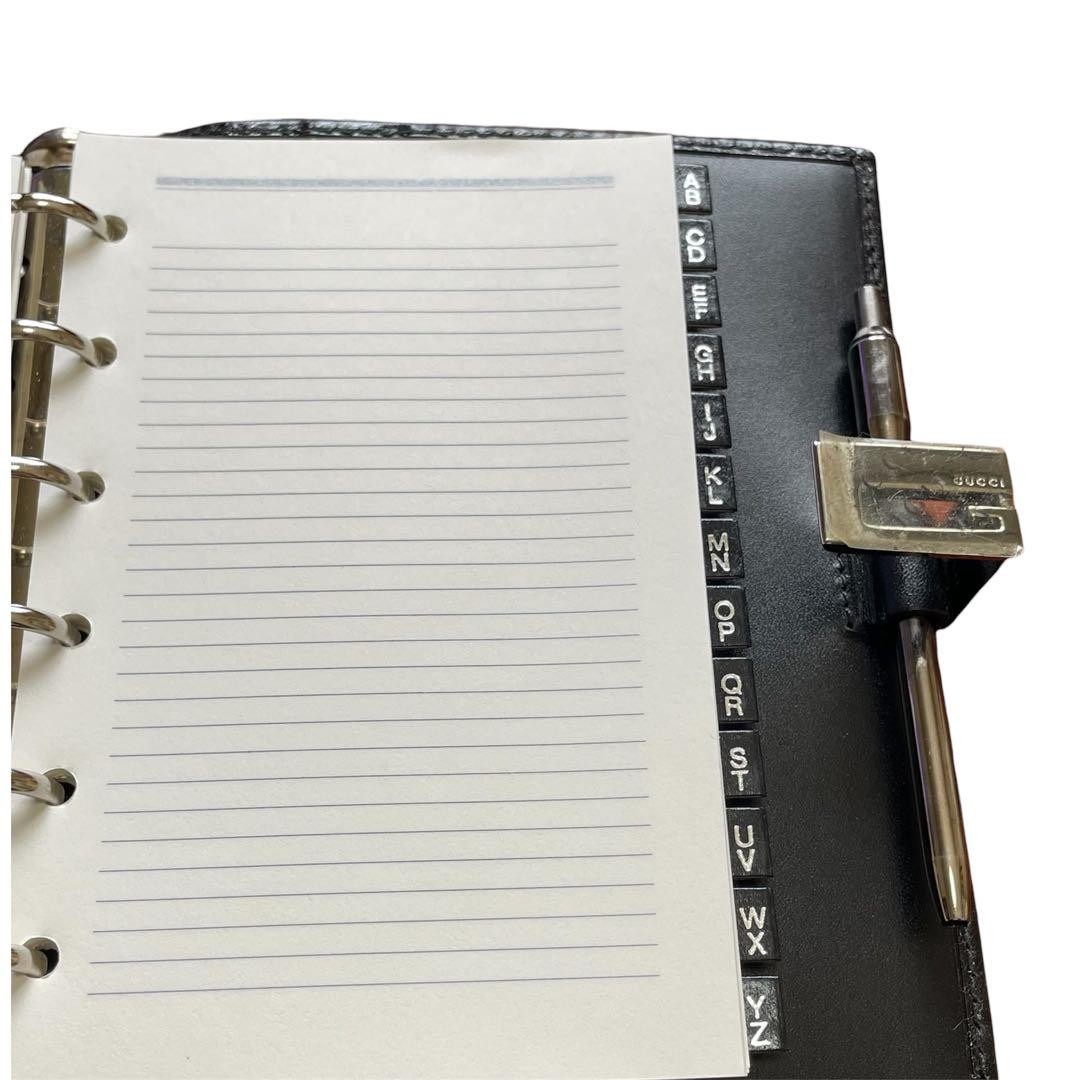 GUCCI Black Nylon System Planner Slide Button W/Ballpoint Pen Unisex Used Japan