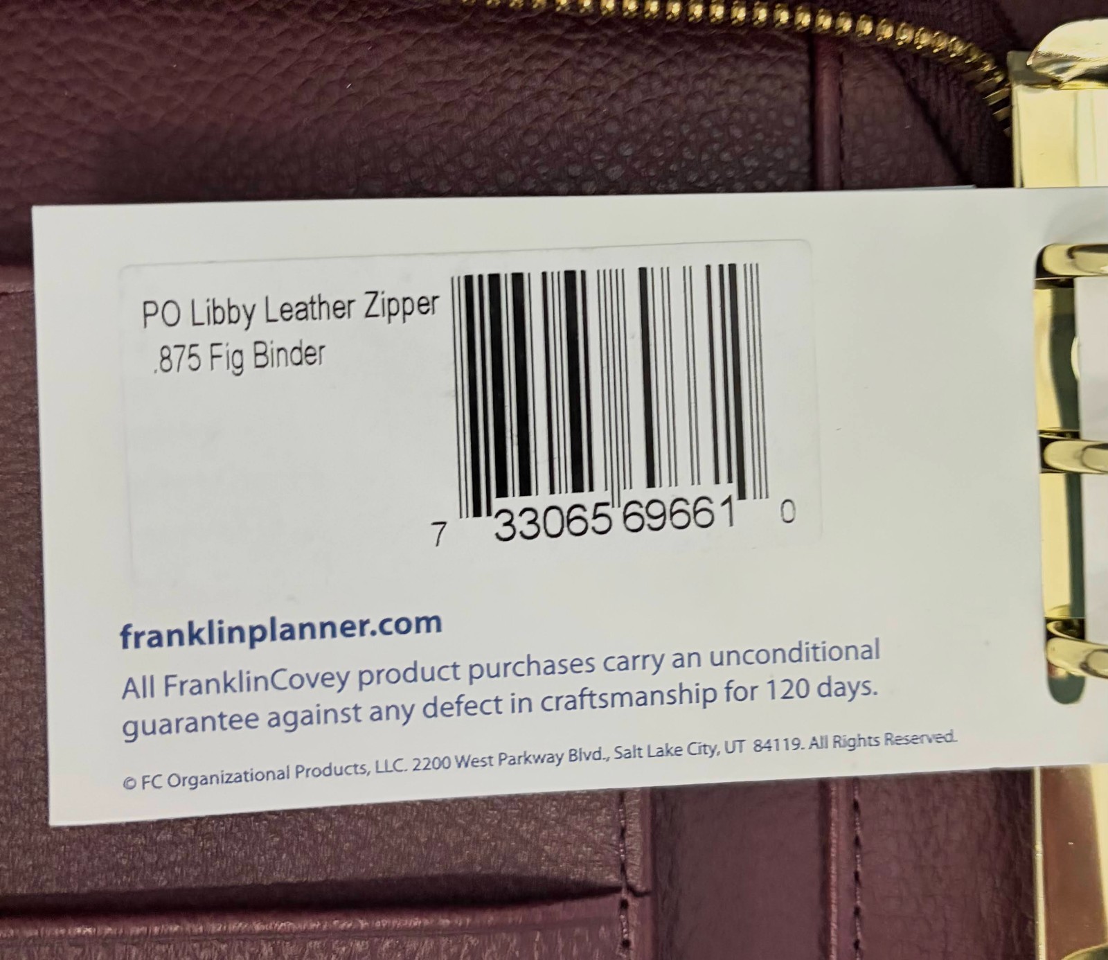 Pocket Franklin Covey Libby Leather Binder | Burgundy/Tan | .875” Rings