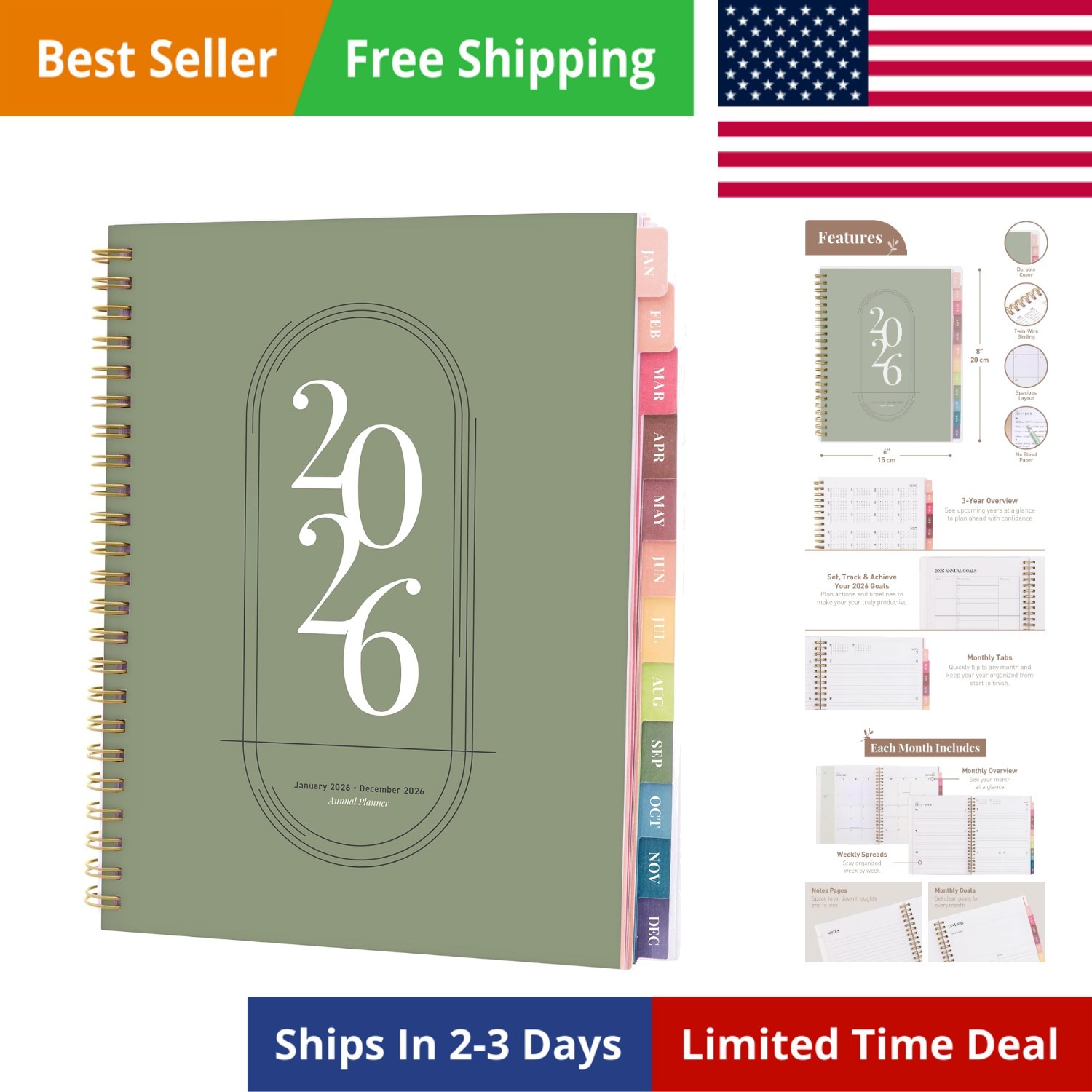 2026 Planner, Agenda Planner With Weekly And Monthly View, Daily Agenda Book …