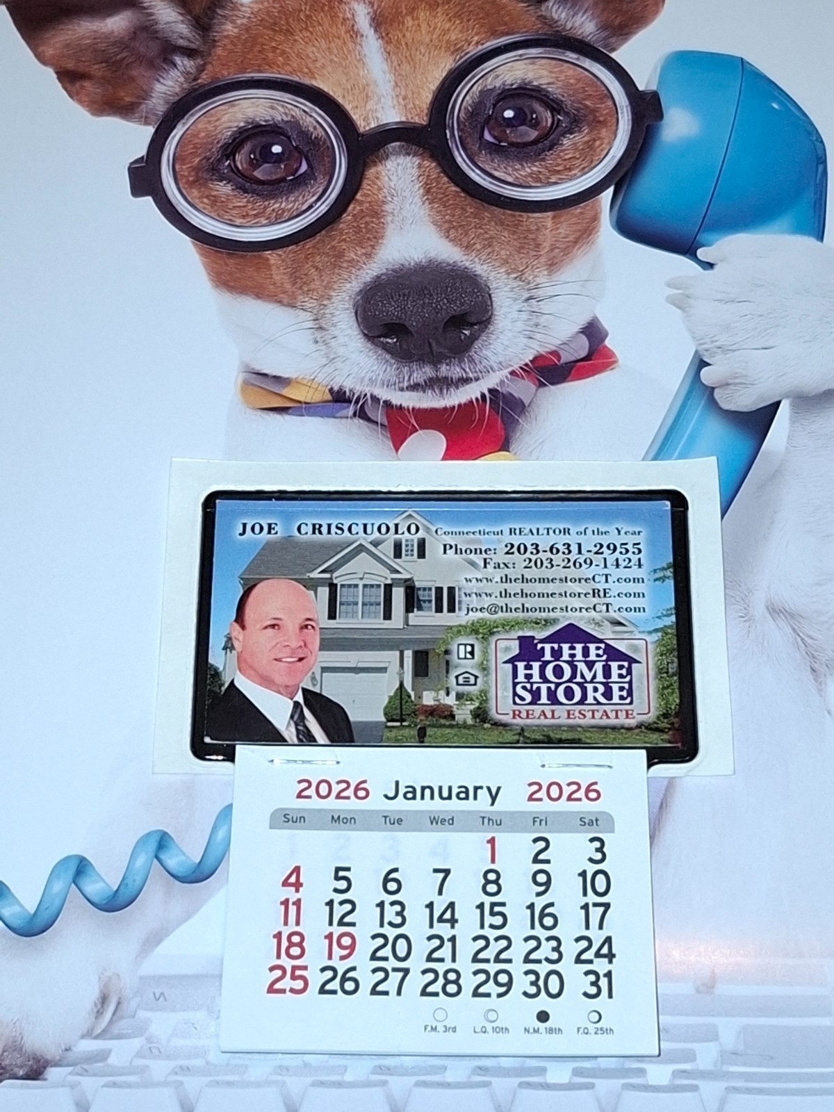 In Color 2026 Calendar Mini Big 3″ Moon Phases Peel & Stick Up Business Card FRE