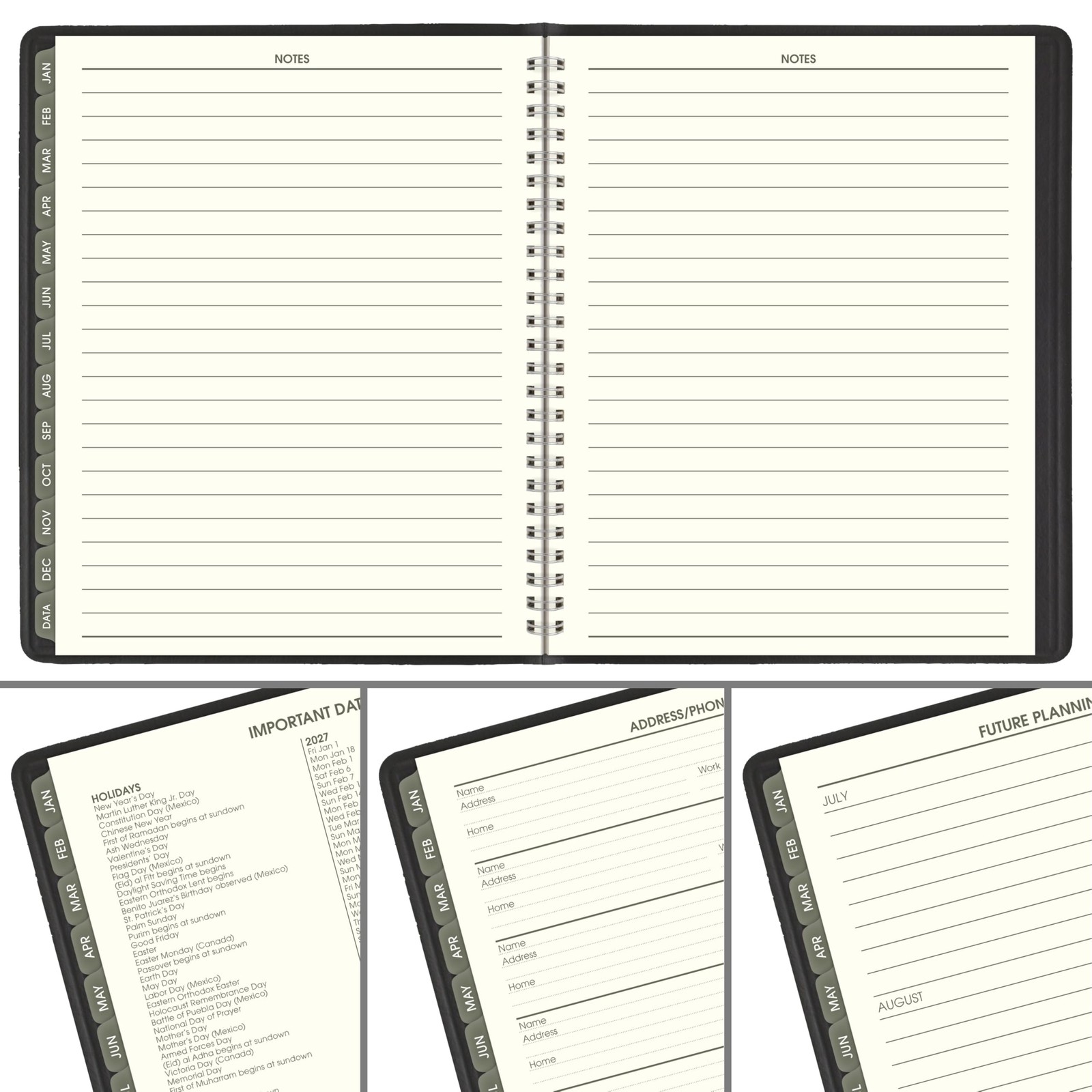 AT-A-GLANCE 2027 Planner, Monthly, 7″ x 8.75″, Tabbed, x Black