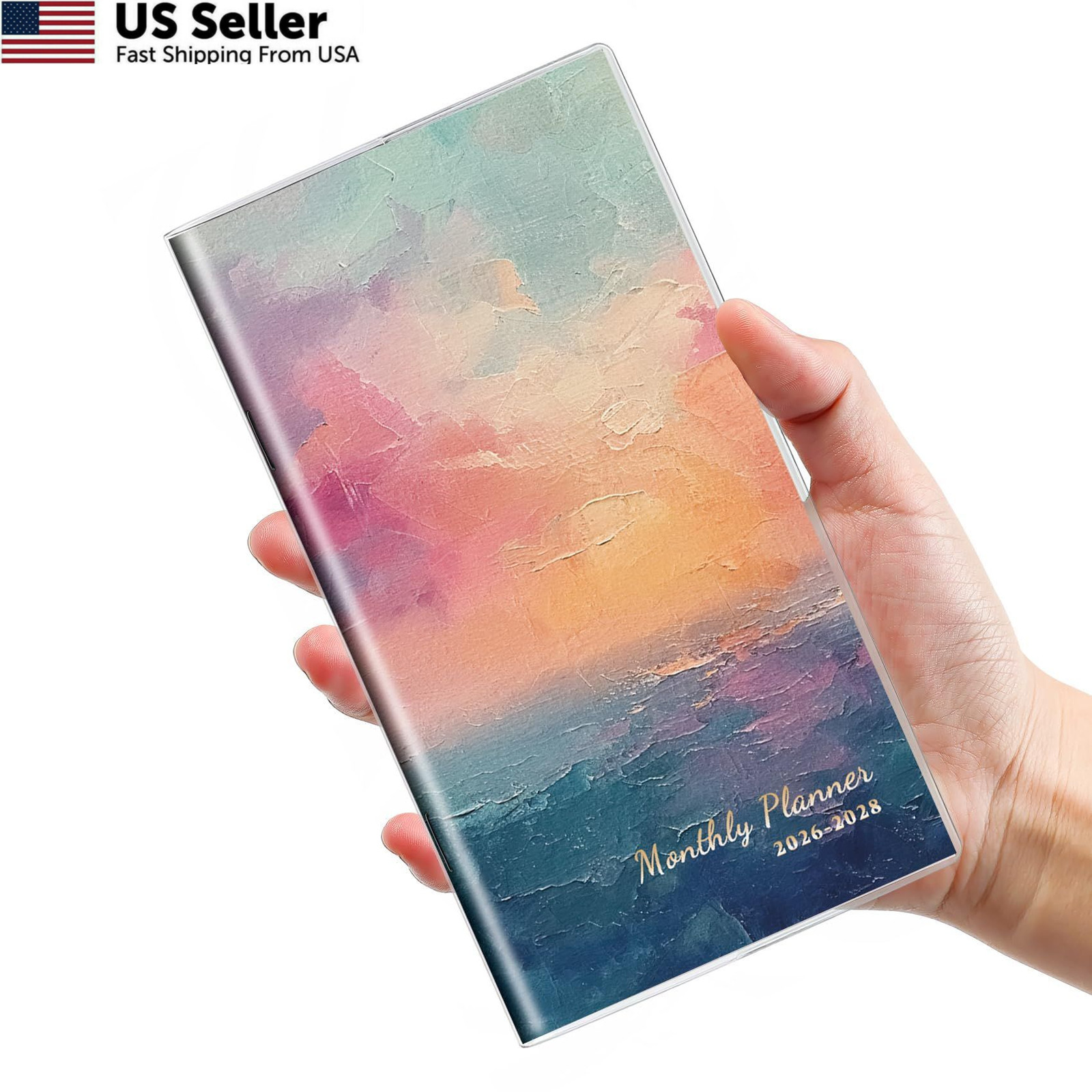 Pocket Calendar 2026-2028 for Purse, 2 Year New(JAN 2026-DEC 2027), Sunset