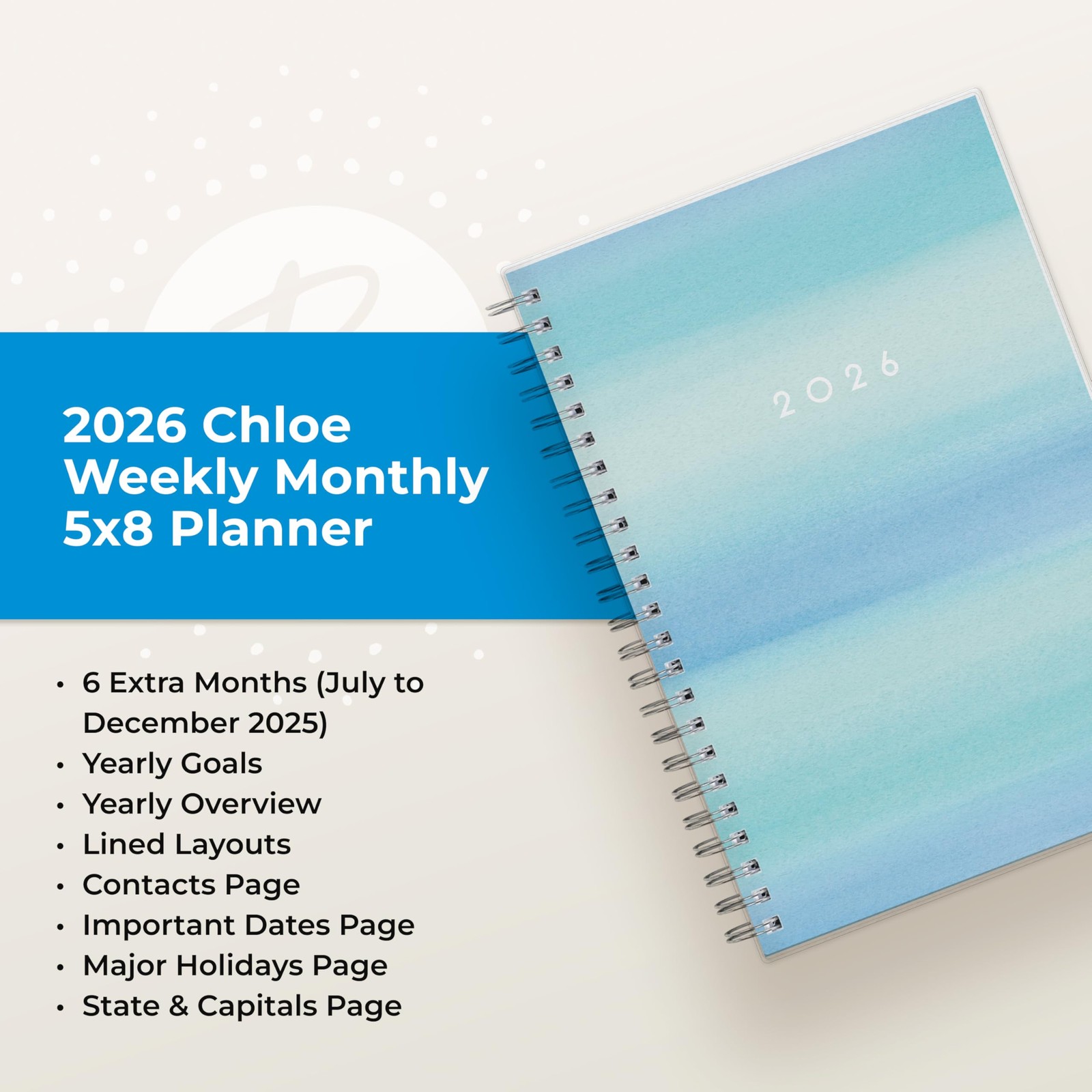 Blue Sky 2026 Weekly and Monthly Planner Calendar, January 2026 – December 20…