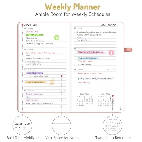 Pocket Planner 2026-2027, Weekly Monthly Planners for Purse, 3.5″ x 6″, July 202