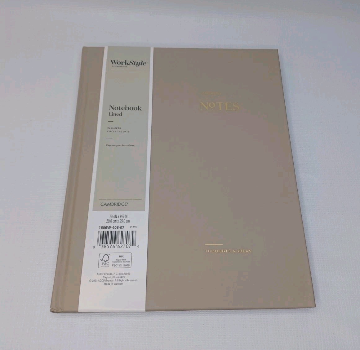 Cambridge Work Style Lined Notebook Hardcover Book 96 Sheets Circle Date Notes