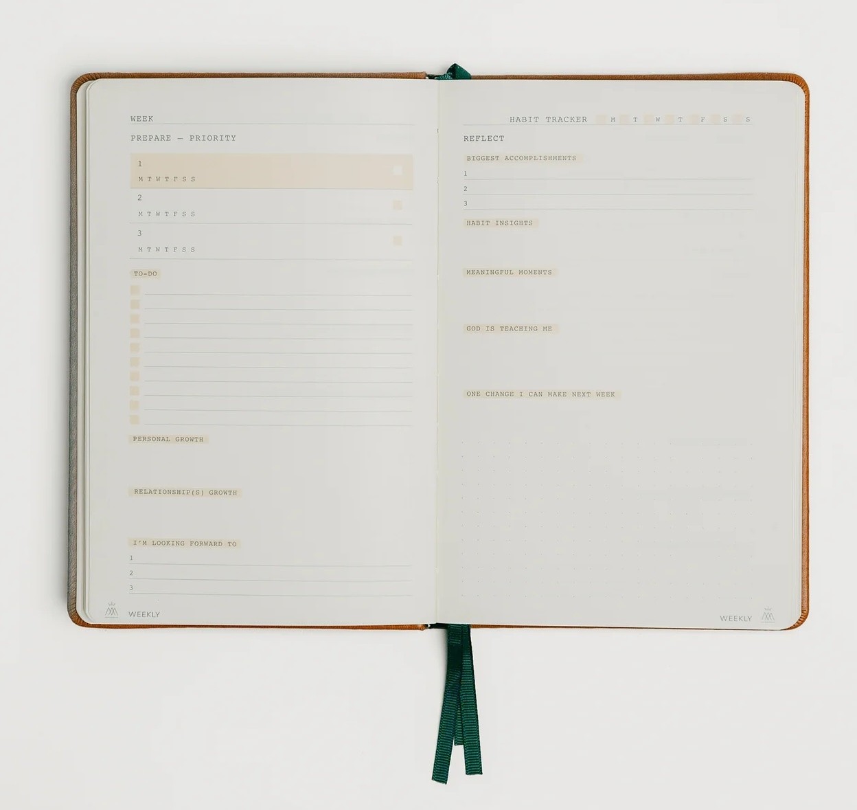 NEW MONK MANUAL 90-day planner, 260 Pages Vegan Brown Leather Journal