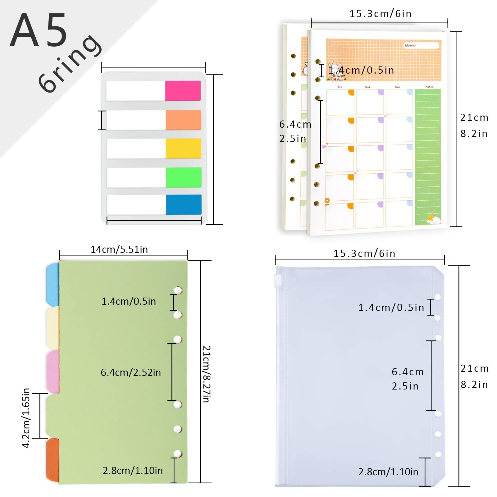 Rancco A5 Planner Inserts Monthly A5, Refills