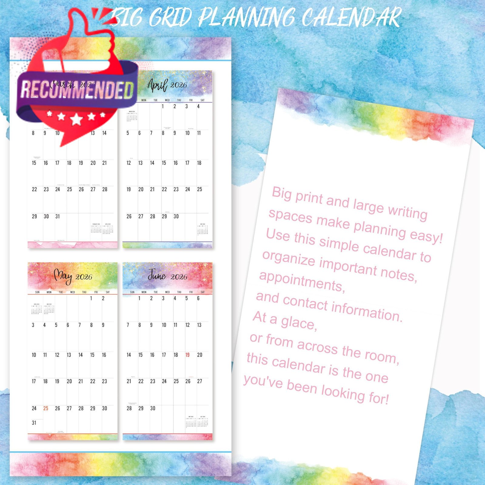 2026-2027 18-Month Wall Calendar 12″ x 24″ — Large Size Regular Print