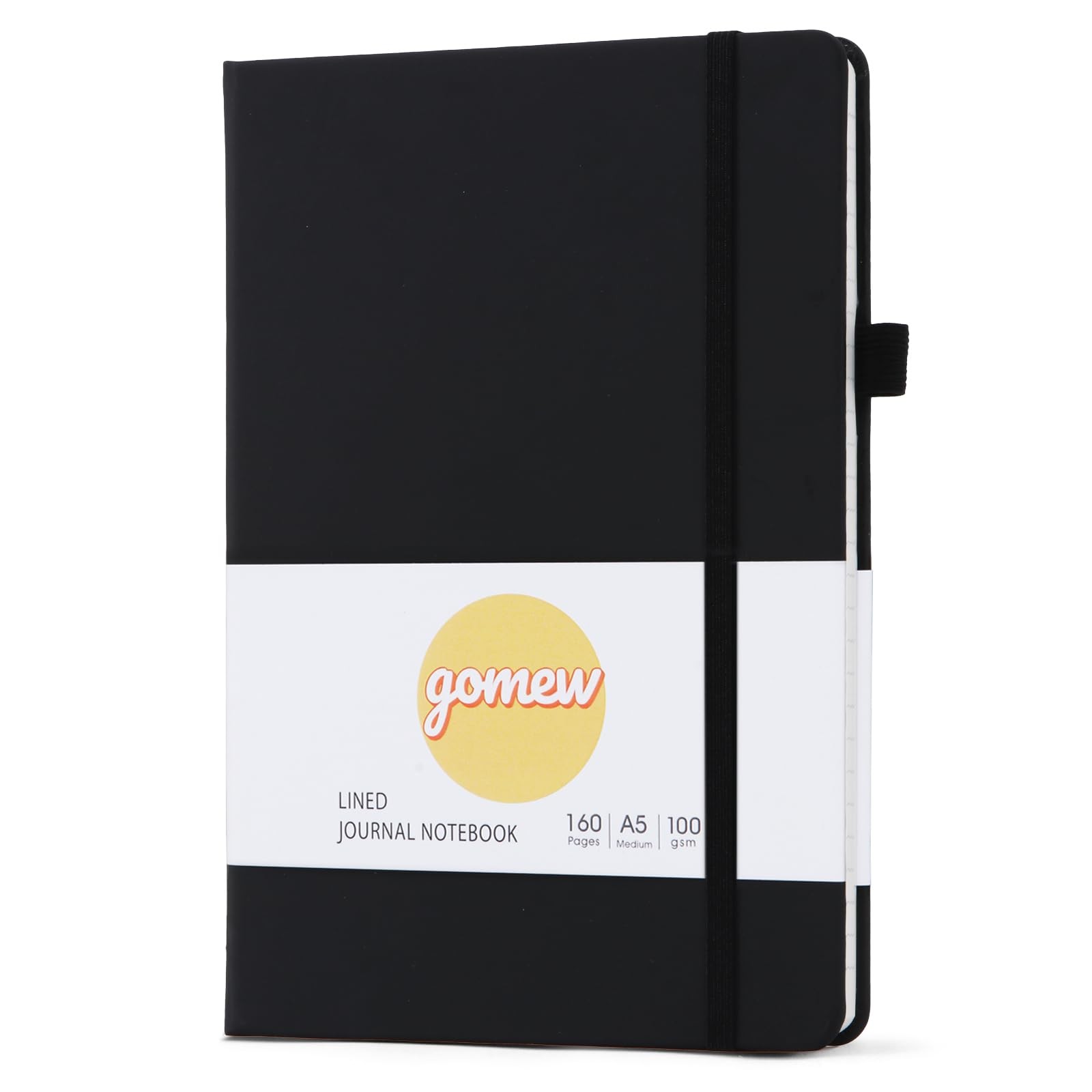 Gomew Lined Journal Notebook A5, College Ruled Hardcover for Z-Black