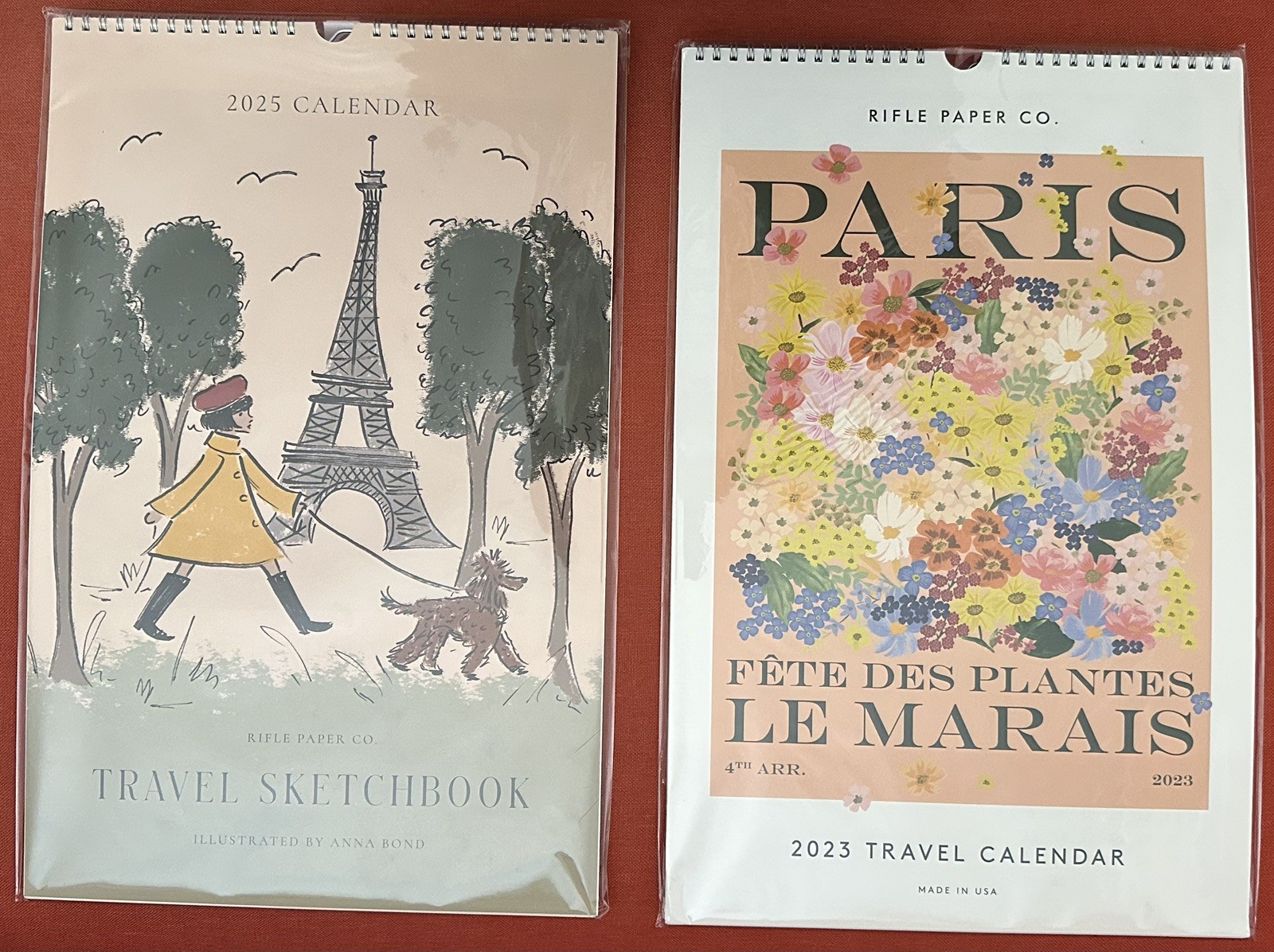 Rifle Paper Co 2023 Féte des Plantes & 2025 Travel Sketchbook Wall Calendars