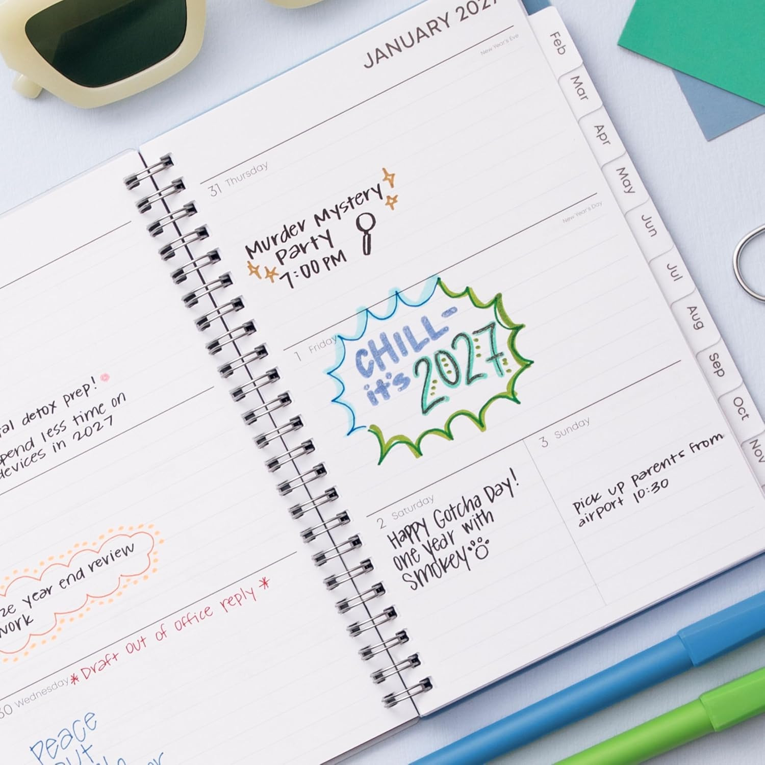 2027 Weekly and Monthly Planner Calendar, January 2027 – December