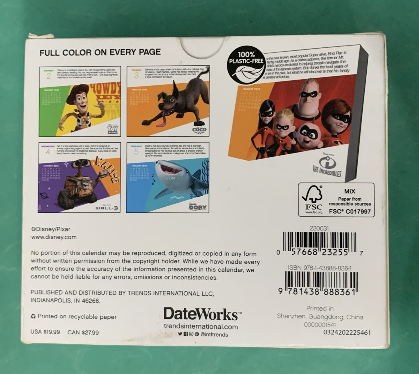 DateWorks 2023 Disney Pixar Day-at-a-Time Box Calendar