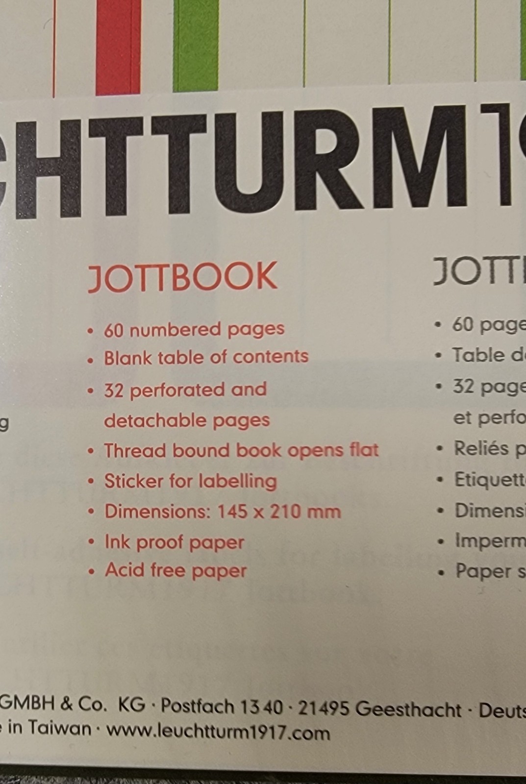 NEW Leuchtturm 1917 Jottbook Ruled Army Green