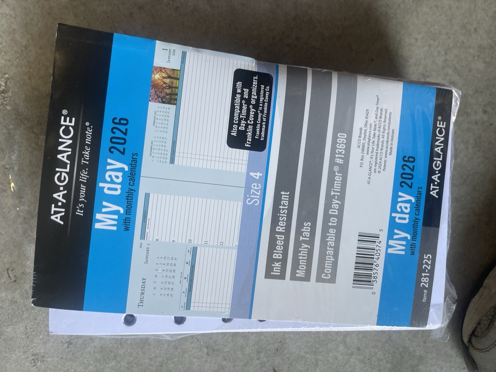 2026 Daily Planner My Day Refill AT-A-GLANCE Size 4 Zenscapes Seasons 281-225