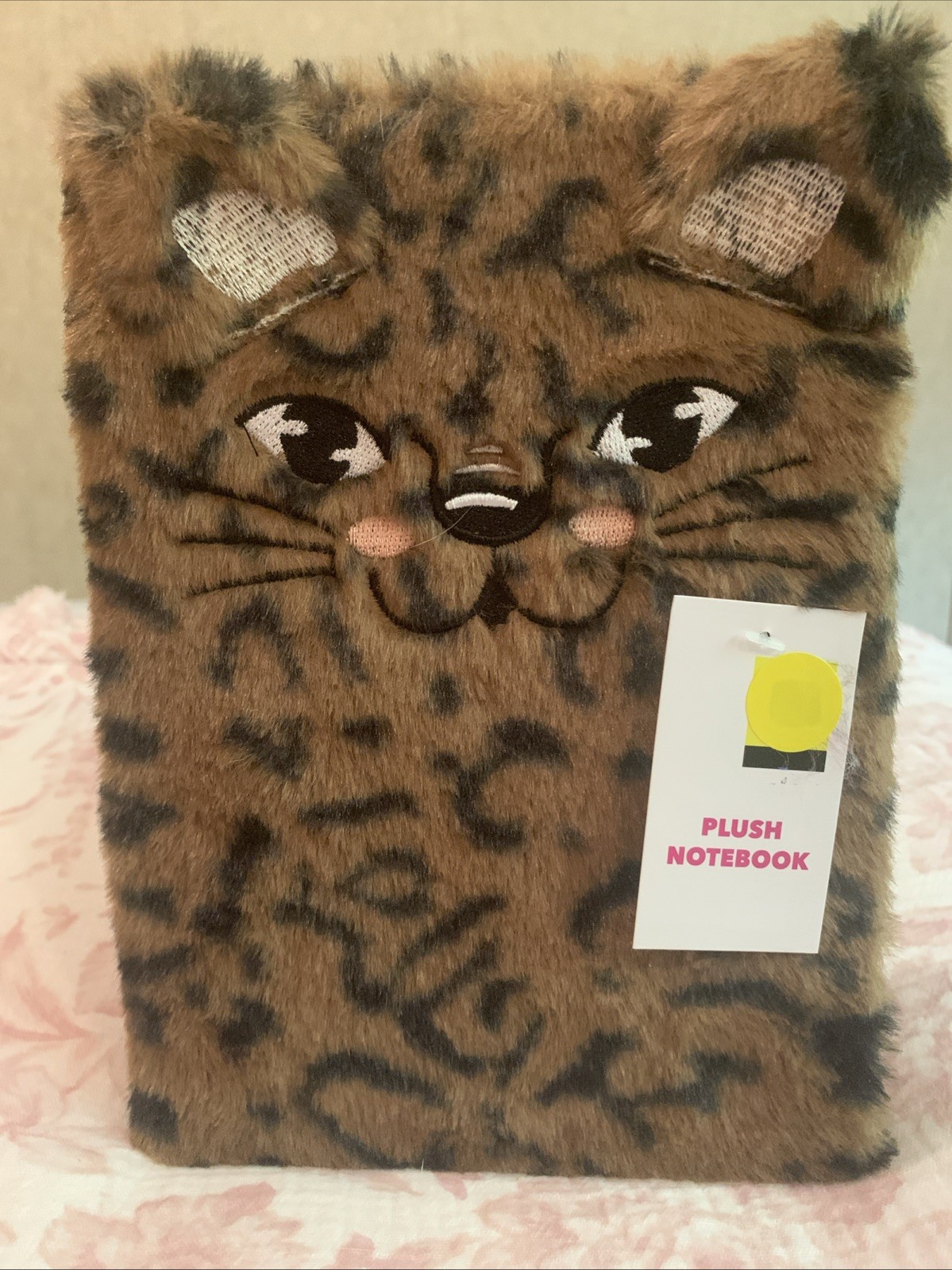 Plush leopard notebook fuzzy cat journal diary animal print 80 sheets