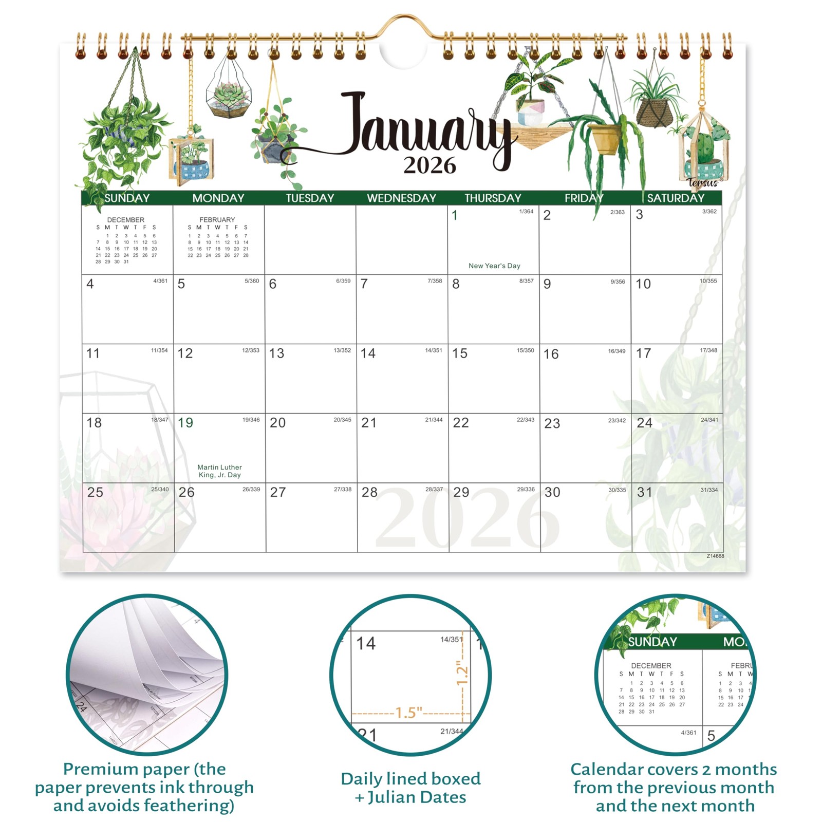 2026 Wall Calendar – 2026 Calendar, 12 Months 2026 from Jan. -…
