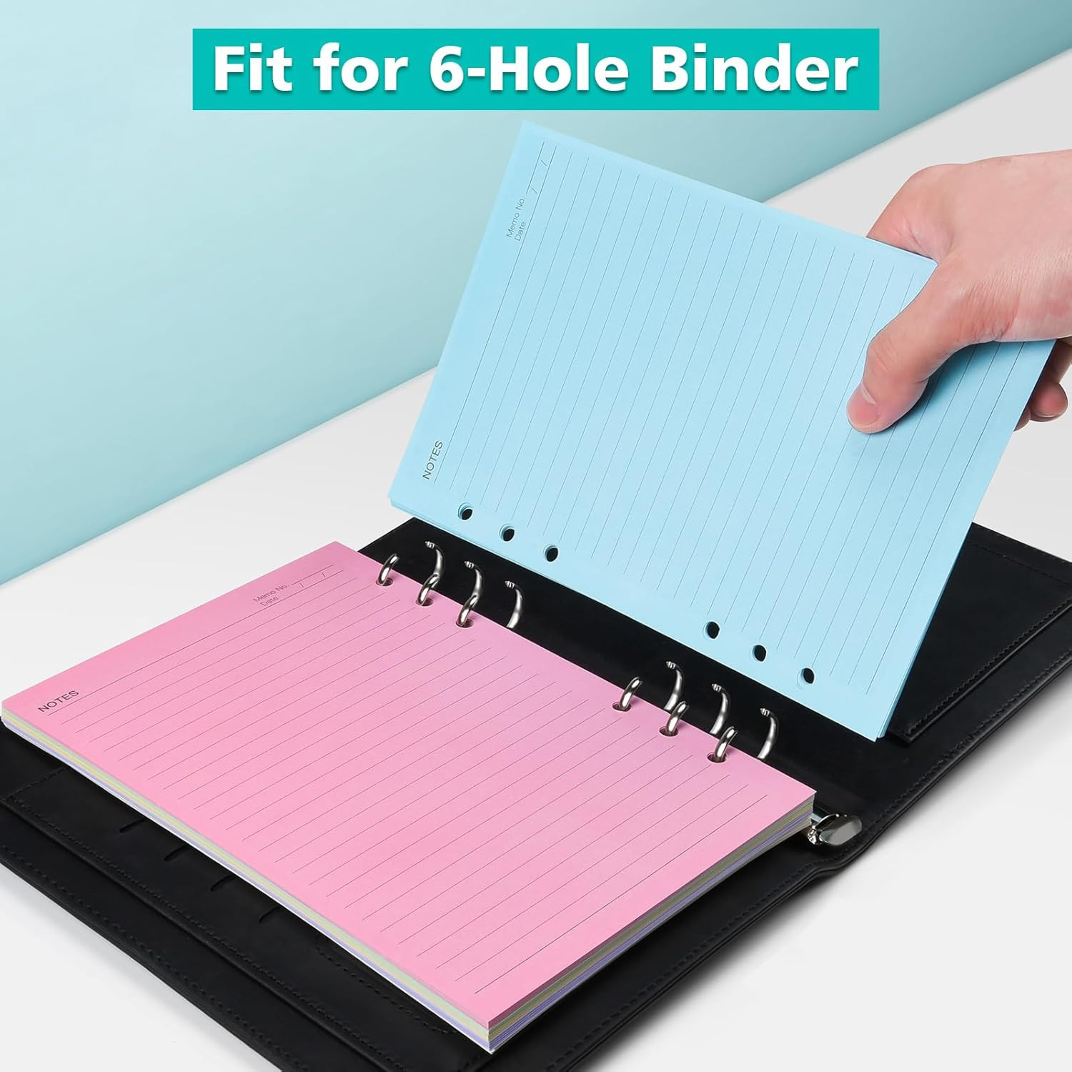 A5 Colorful Lined Refill Paper, 120Gsm Loose Leaf Paper 6 Hole, Notebook Refills