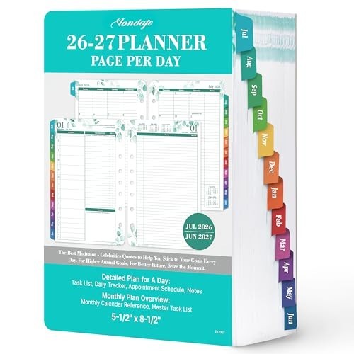 2026-2027 Daily Planner Refills – Two Pages Per Day, 5.5″ x 8.4″, Ring-Bound Org
