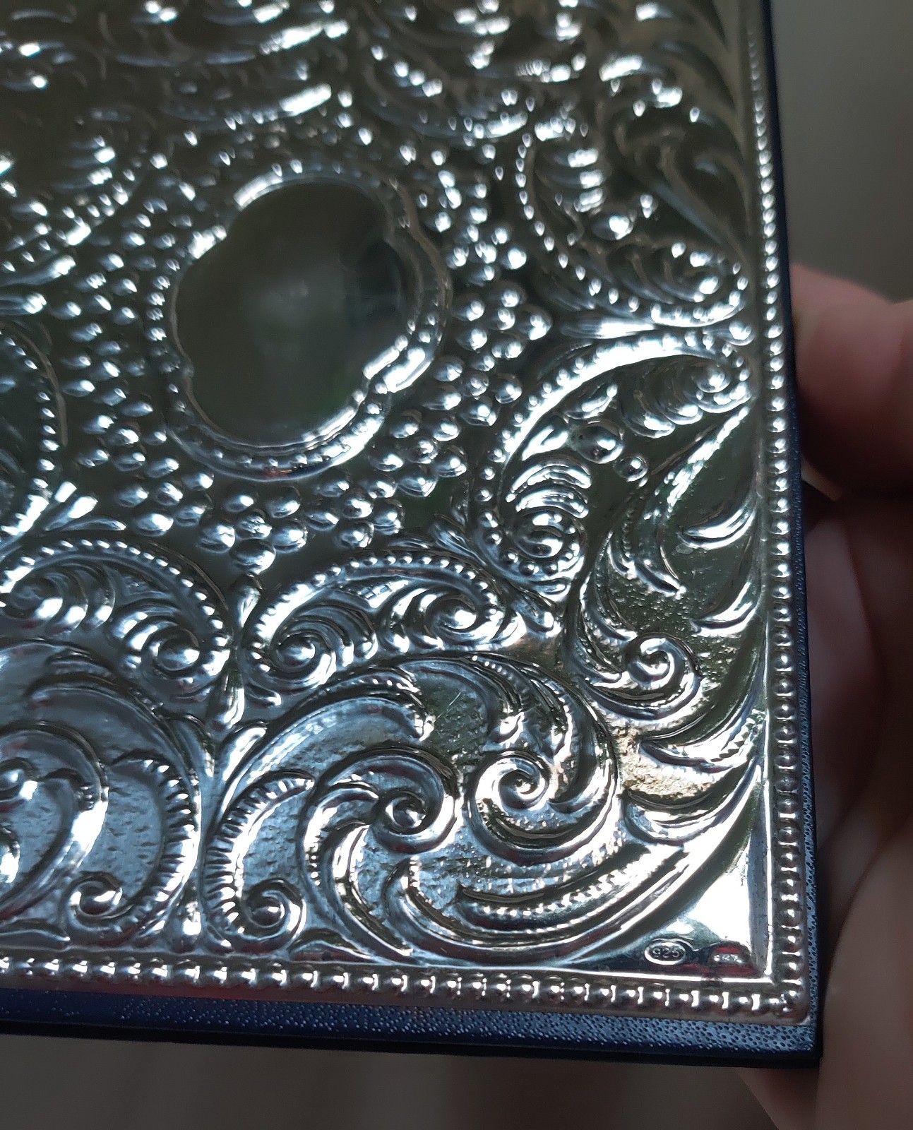 925 marked Sterling Silver Vintage Leather Phone Address Book A- Z Italy
