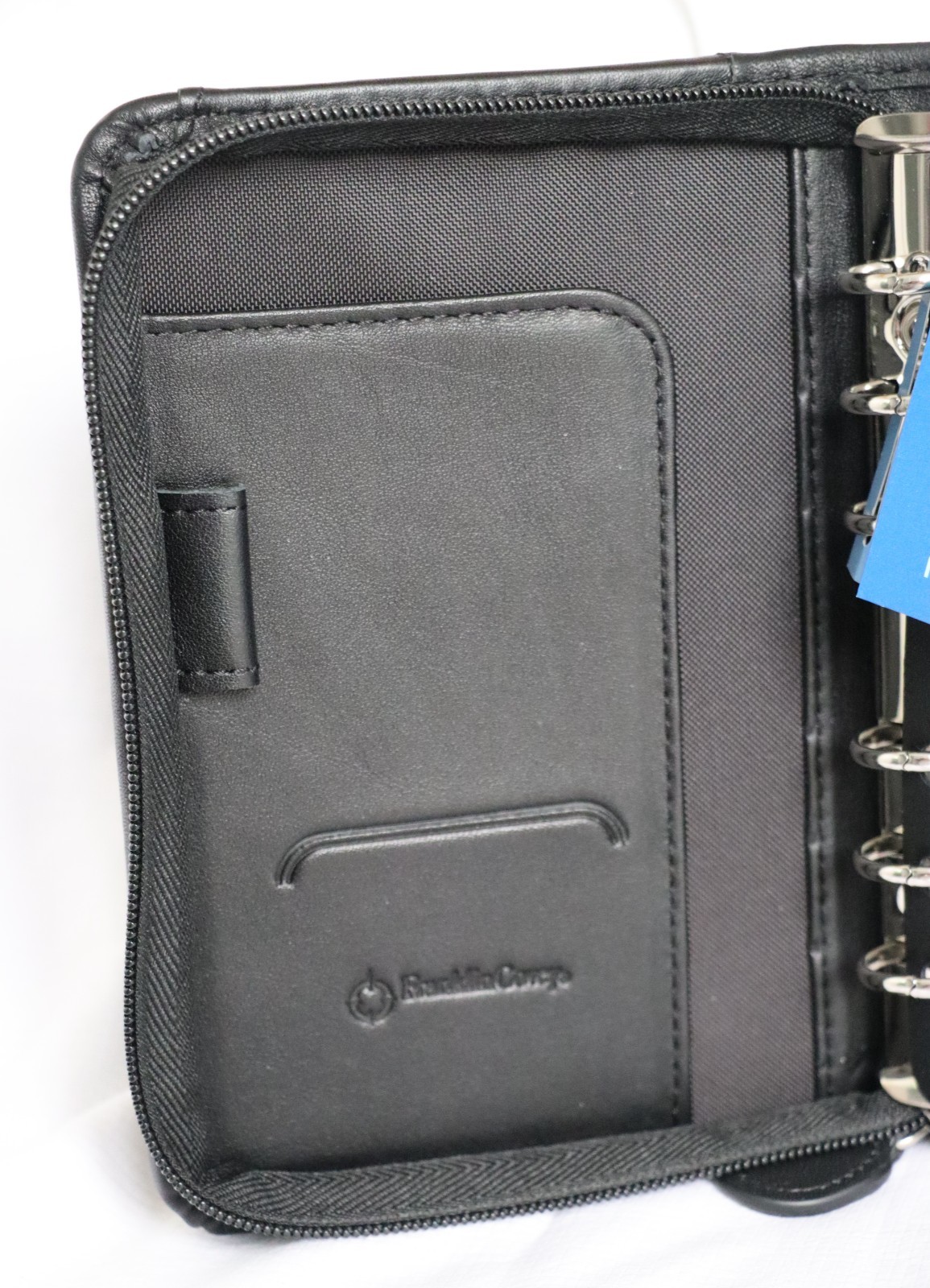 FRANKLIN COVEY Black Smooth Leather Six Ring Binder Notebook 7″ NEW