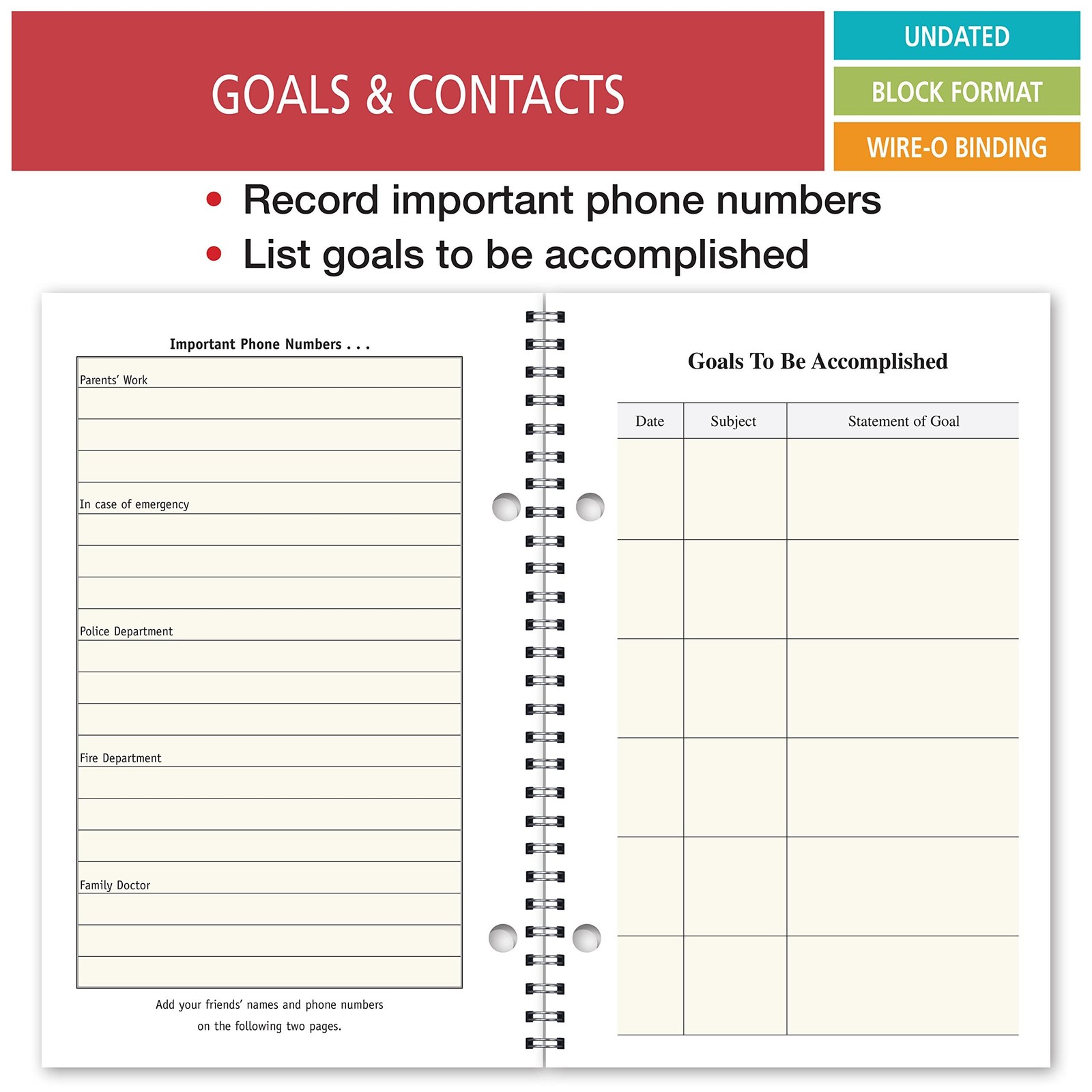 Elan Publishing Company Student Planner Daily 5.5 inches X 8.5 inches, red