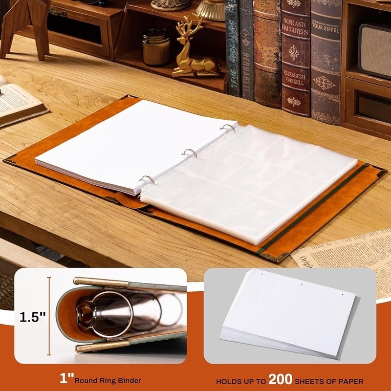 3 Ring Binder Fits 8.5″x11″ Letter Size Paper 1 Inch Round Holds 200 Sheets