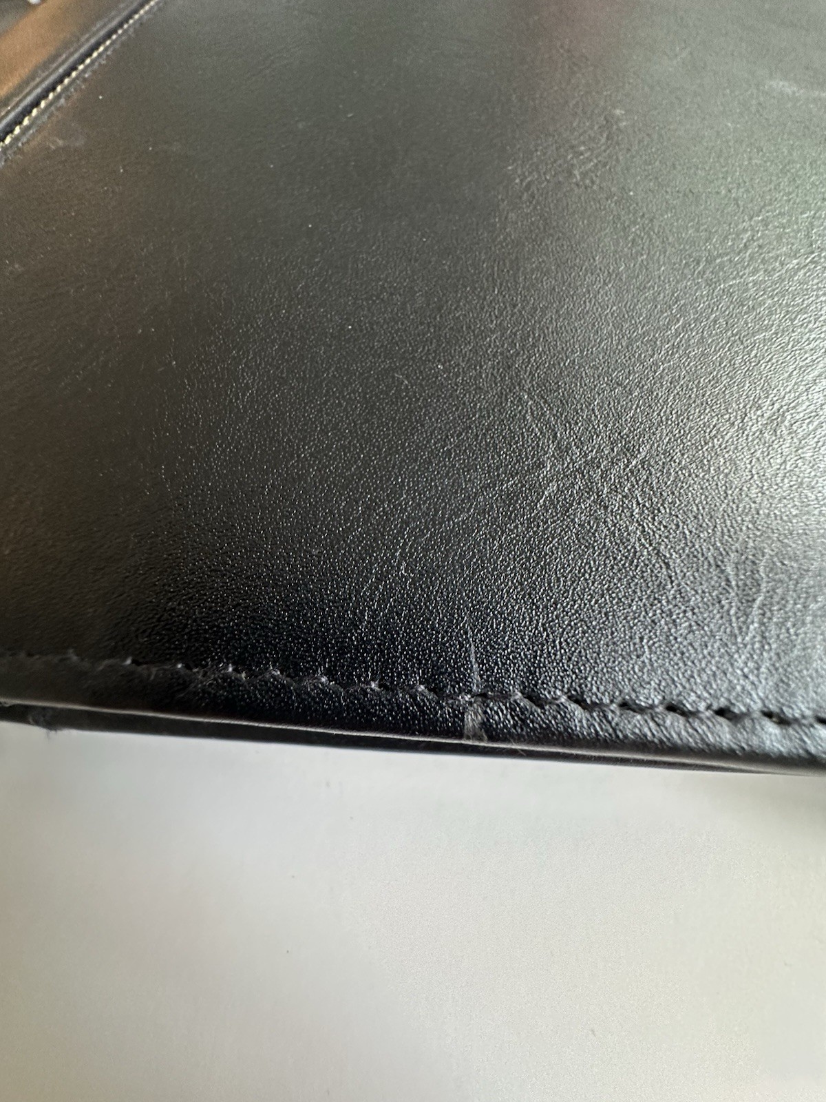 Vtg Franklin Covey Blk Full Grain Leather Planner Organizer 7 Ring Binder Zipper