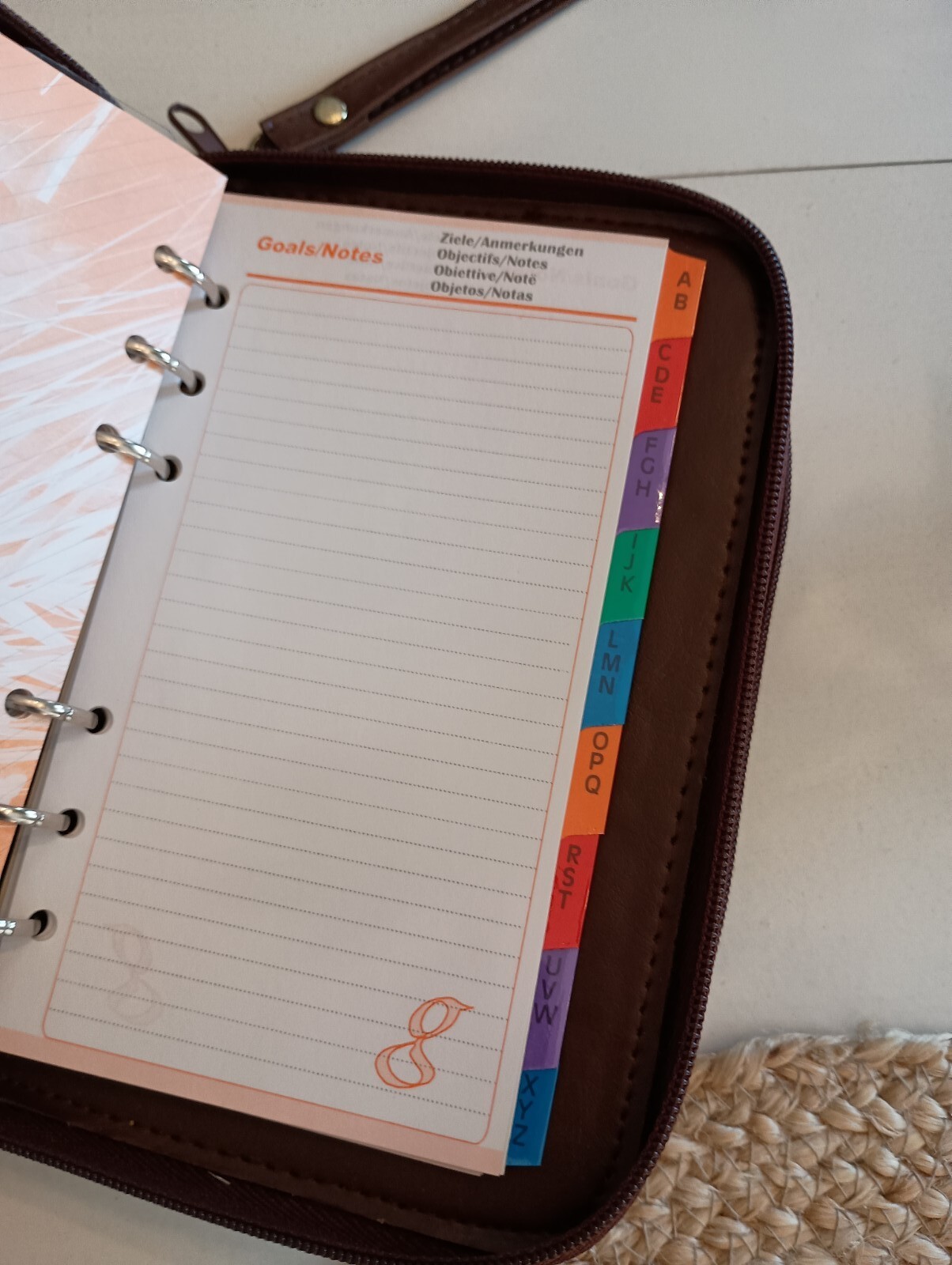 Vtg Philippe Amiel Brown Planner Organizer Calendar Calculator Card Holder Zip