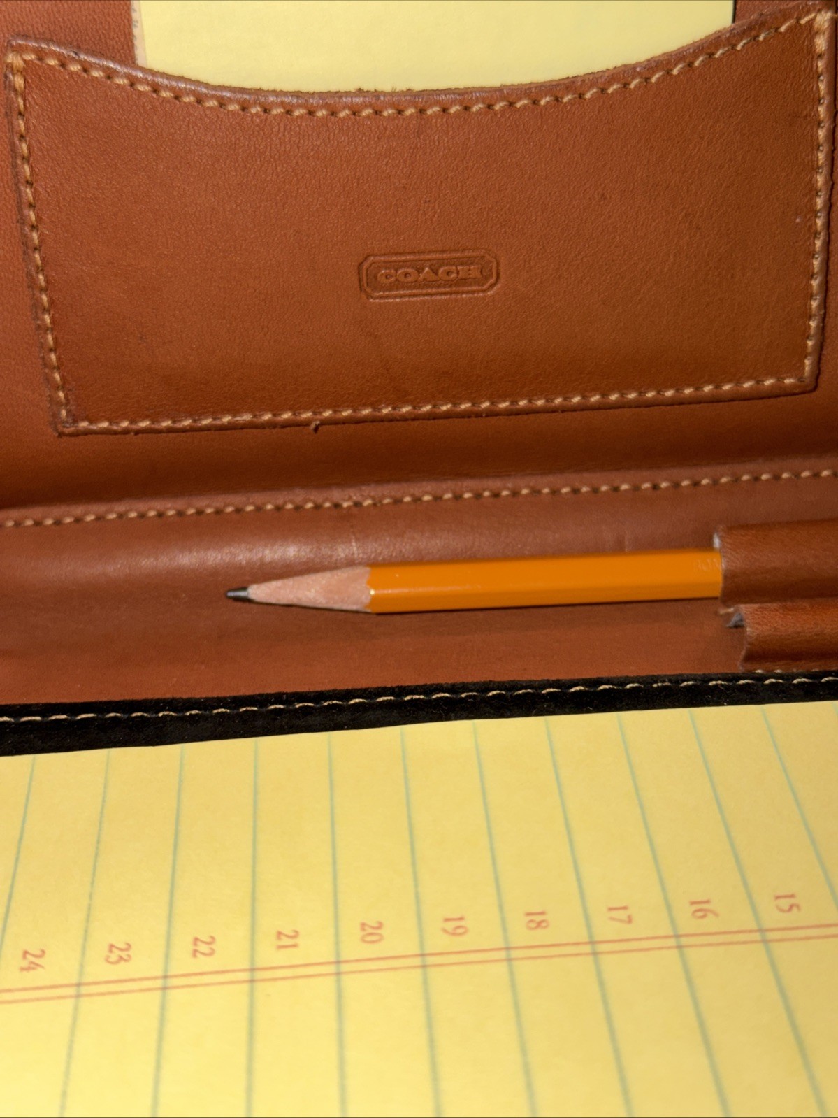 Vintage Coach Brown Leather Zippered Portfolio Organizer Notepad Folio 10×12.5