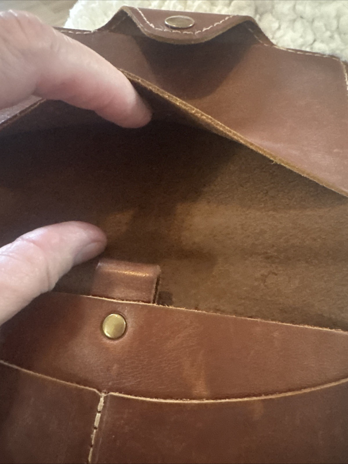 Holtz Genuine Kid Leather Portfolio Snap Latch Pockets Wallet Notebook Brown