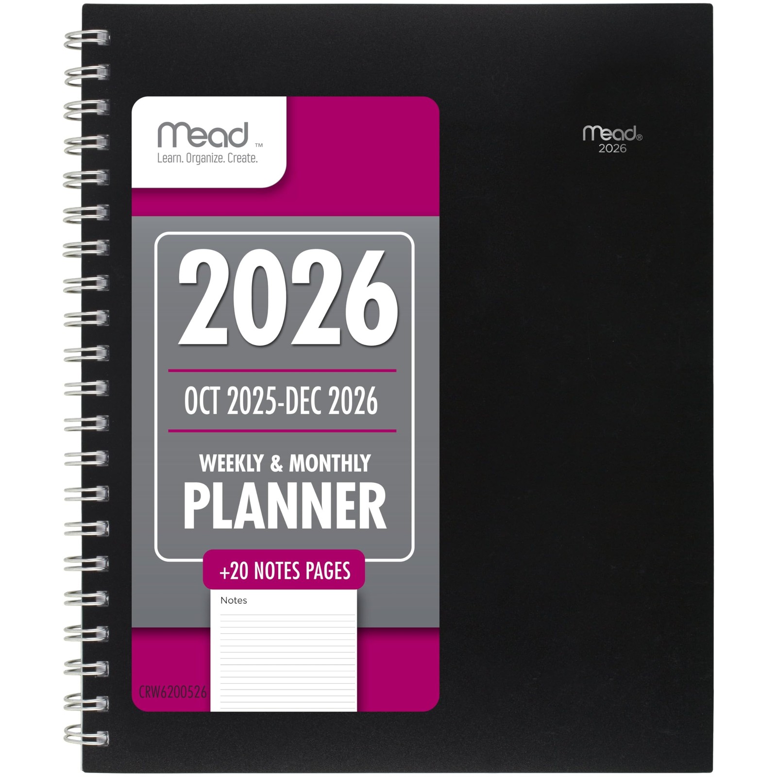2026 Planner, Weekly & Monthly, 15-Month, 8-1/2″ x 11″, Large, Basic, Black (…