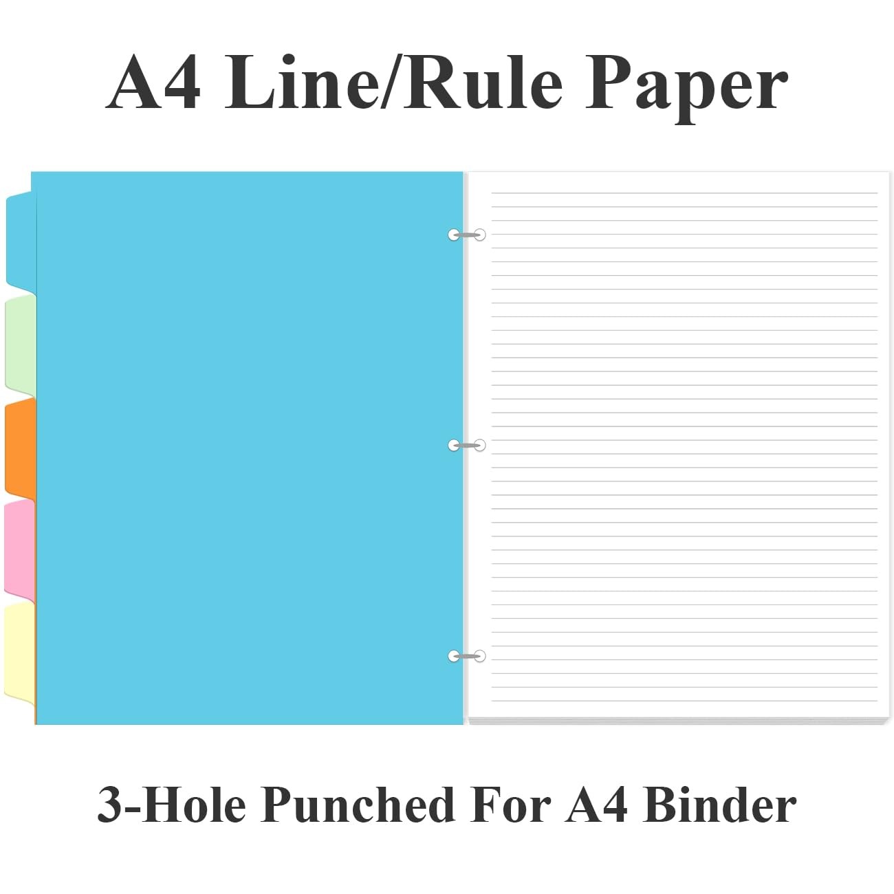 Loose Leaf Paper 3 Hole 50 Sheets/100 Pages 5 Sheets Dividers A4 Binder 8.5″ x