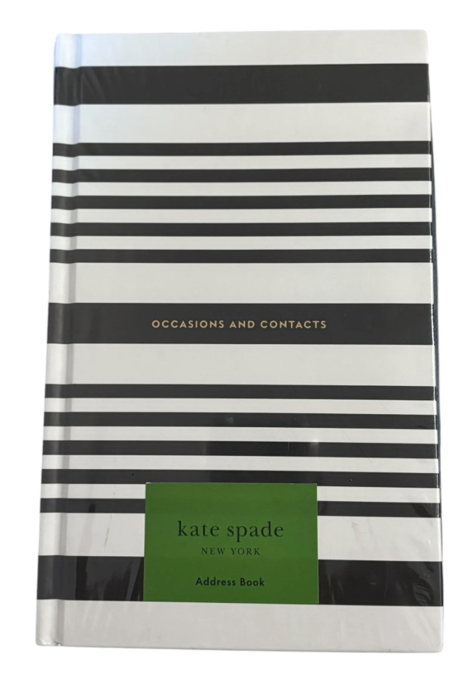 KATE SPADE “OCCASIONS AND CONTACTS” ADDRESS BOOK – Black Stripes -NEW/SEALED